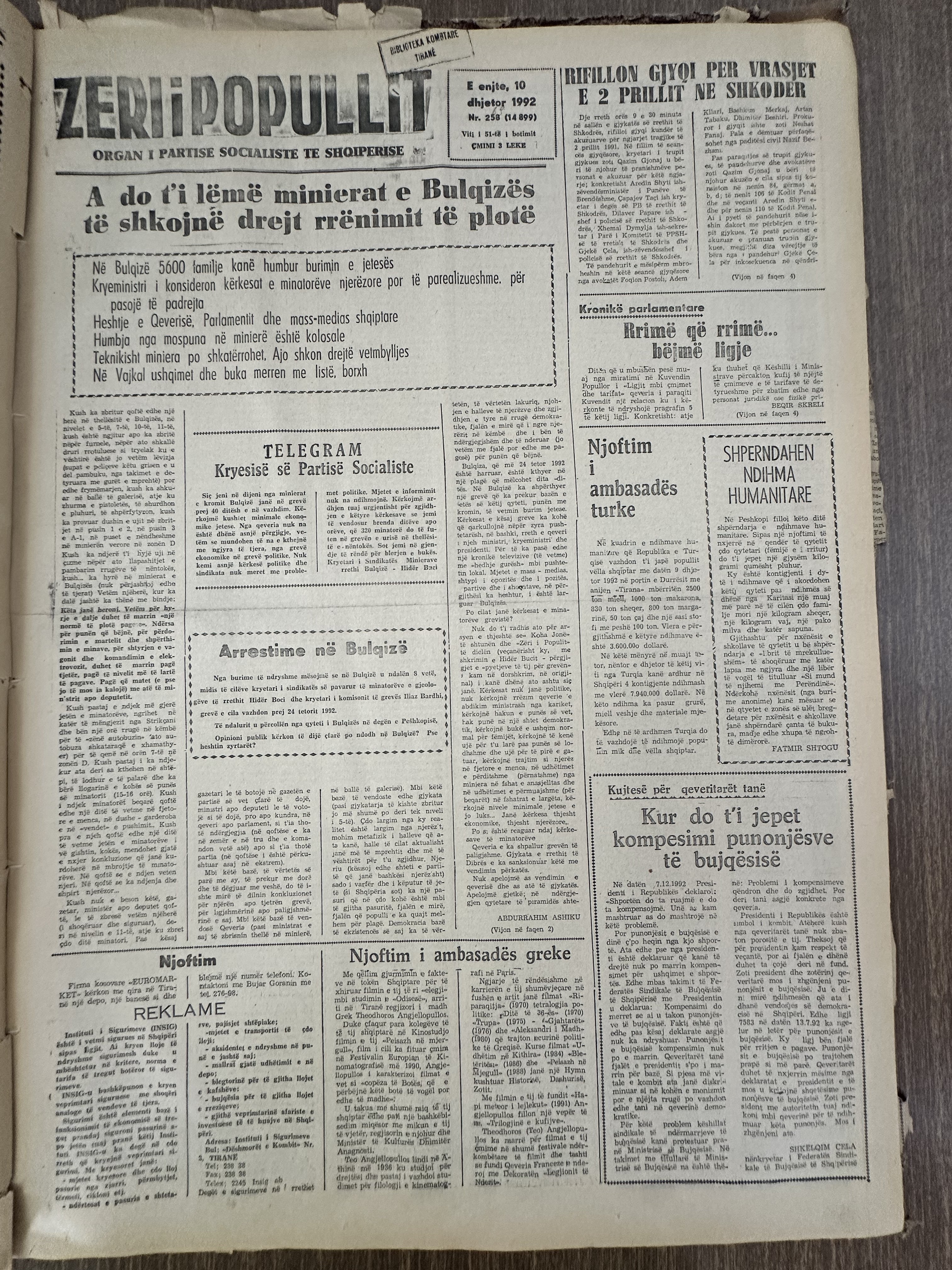 Zëri i Popullit 1992-12-10