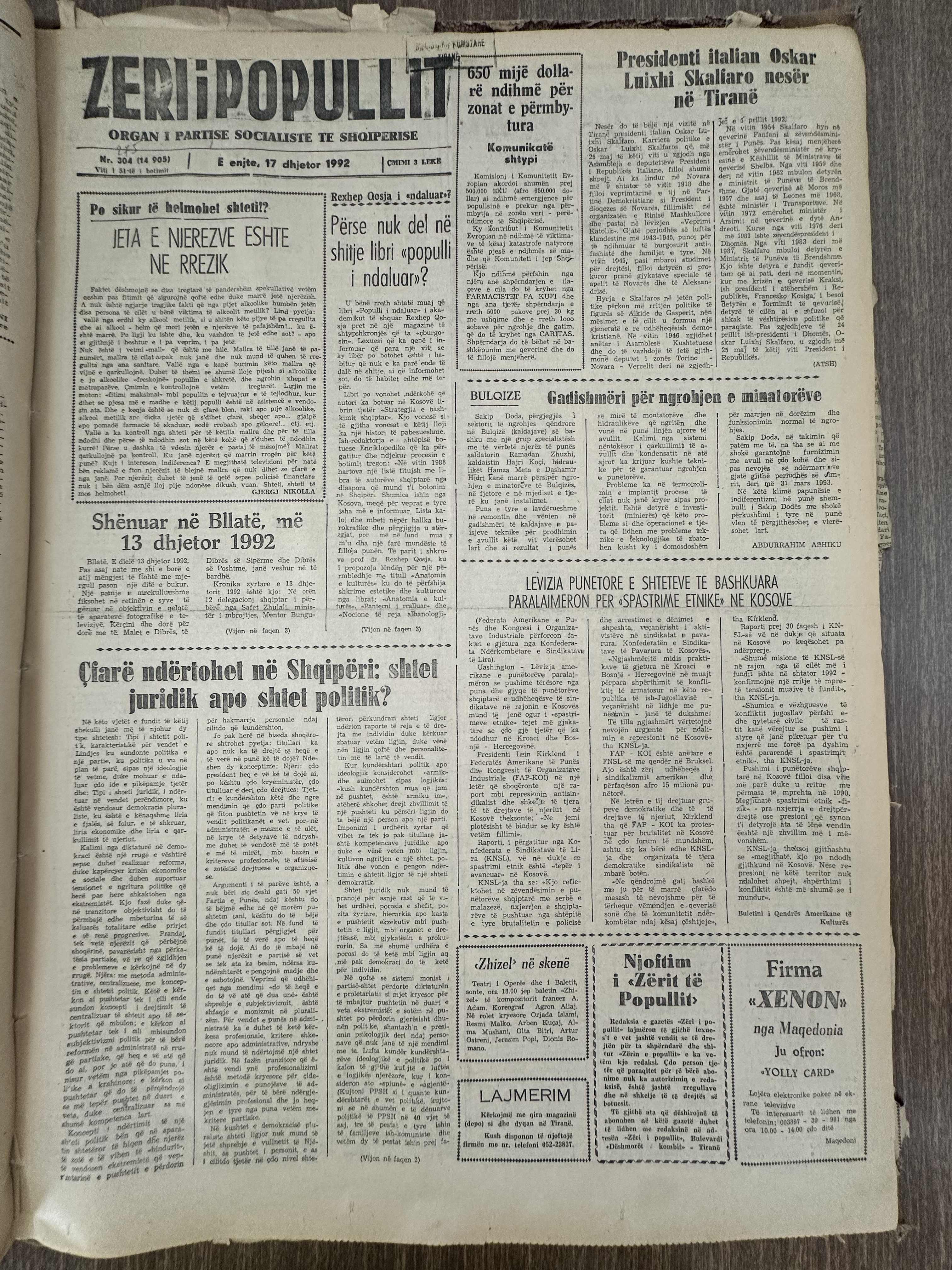 Zëri i Popullit 1992-12-17