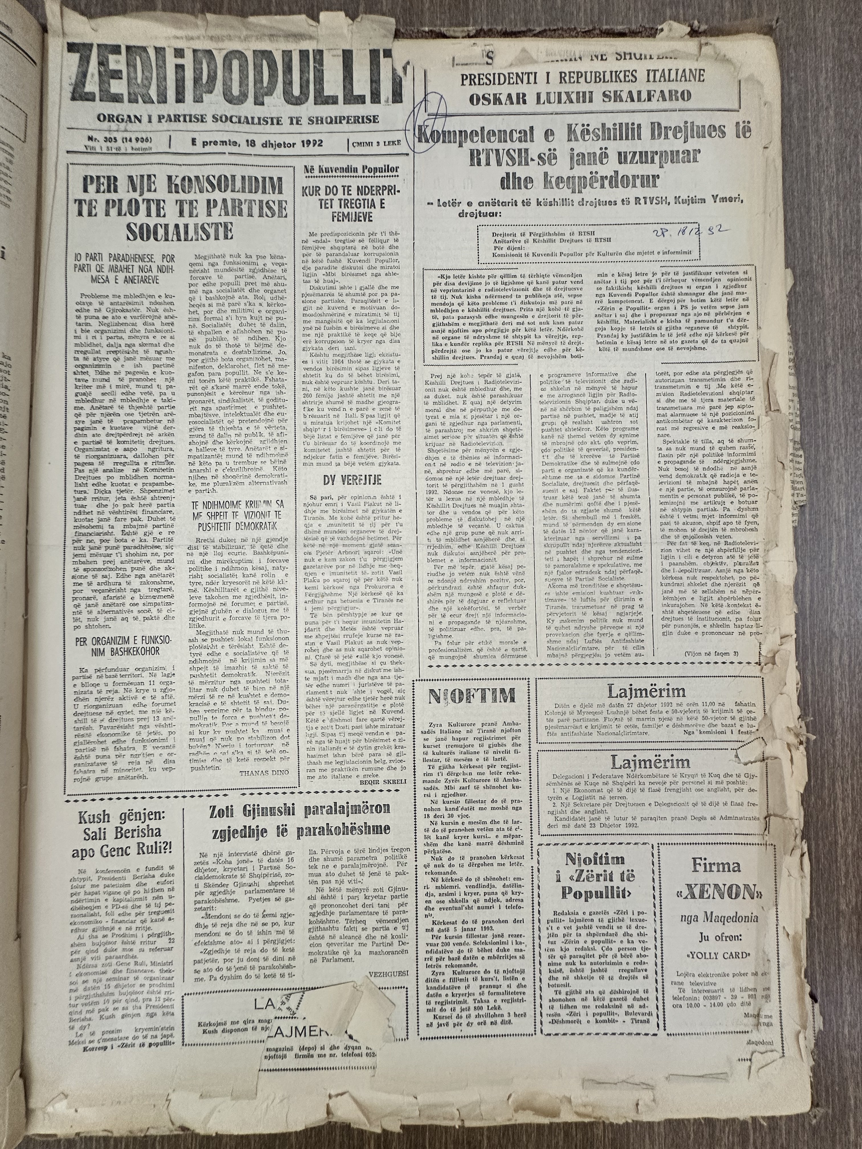 Zëri i Popullit 1992-12-18