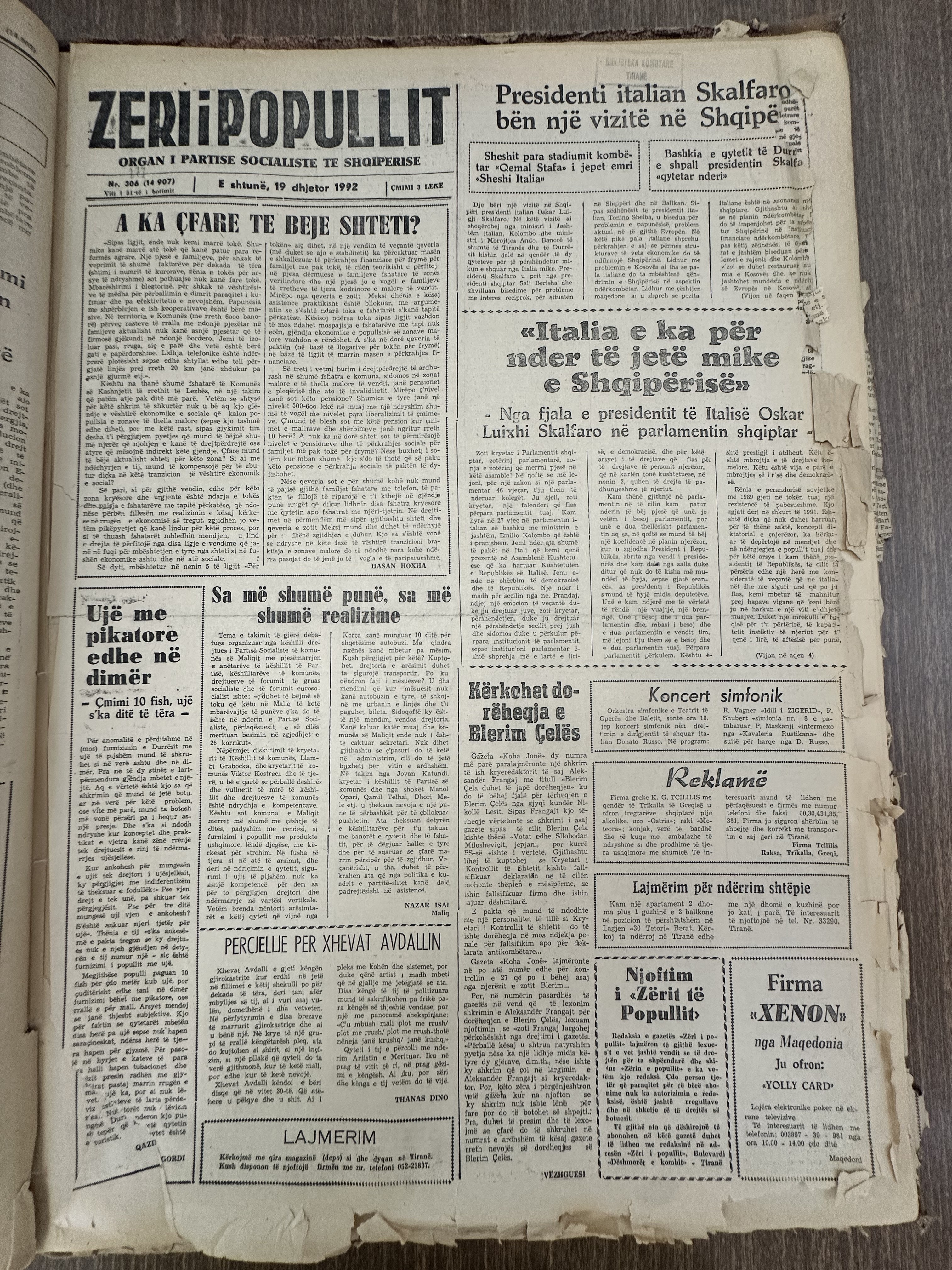 Zëri i Popullit 1992-12-19