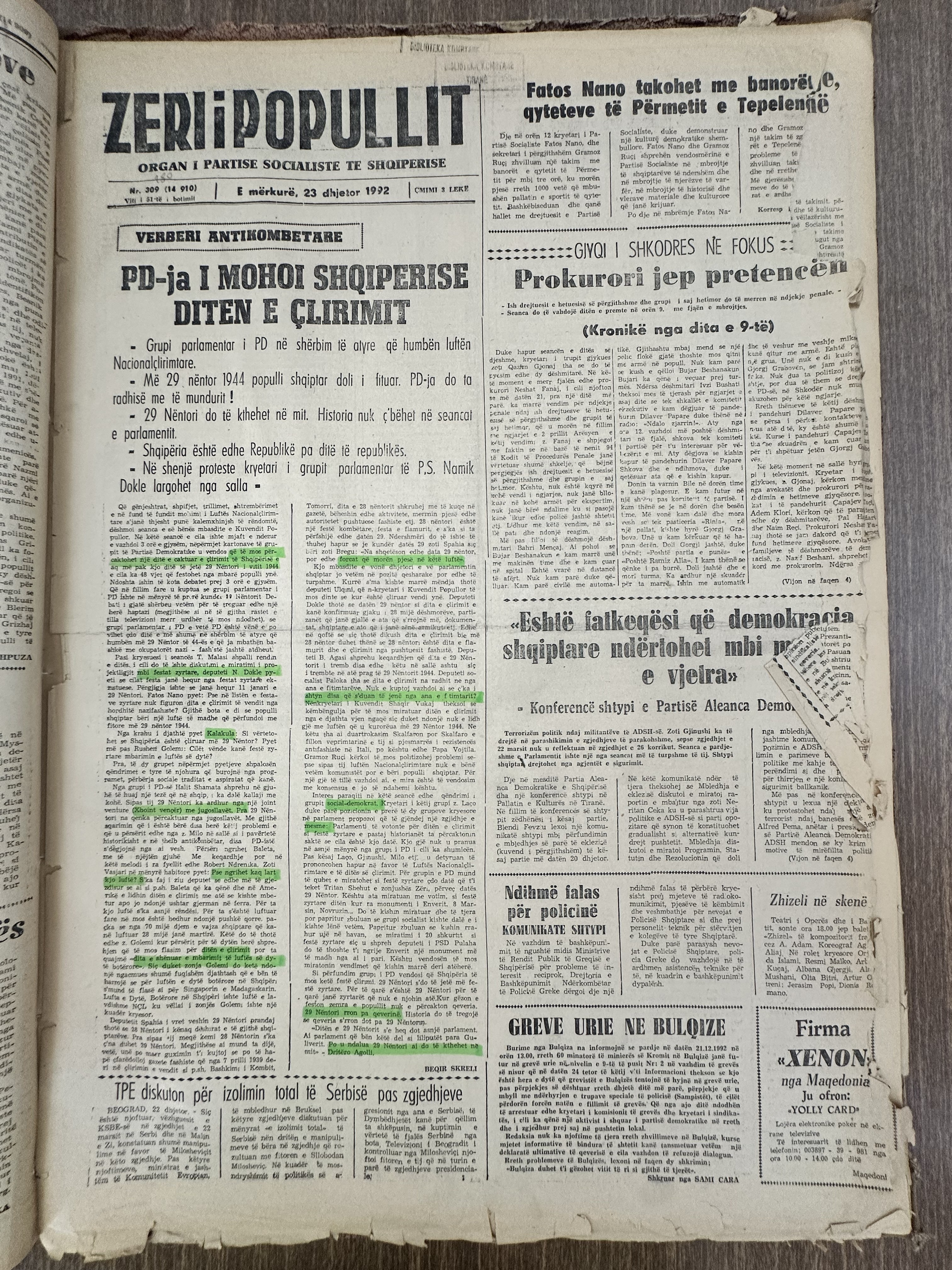 Zëri i Popullit 1992-12-23