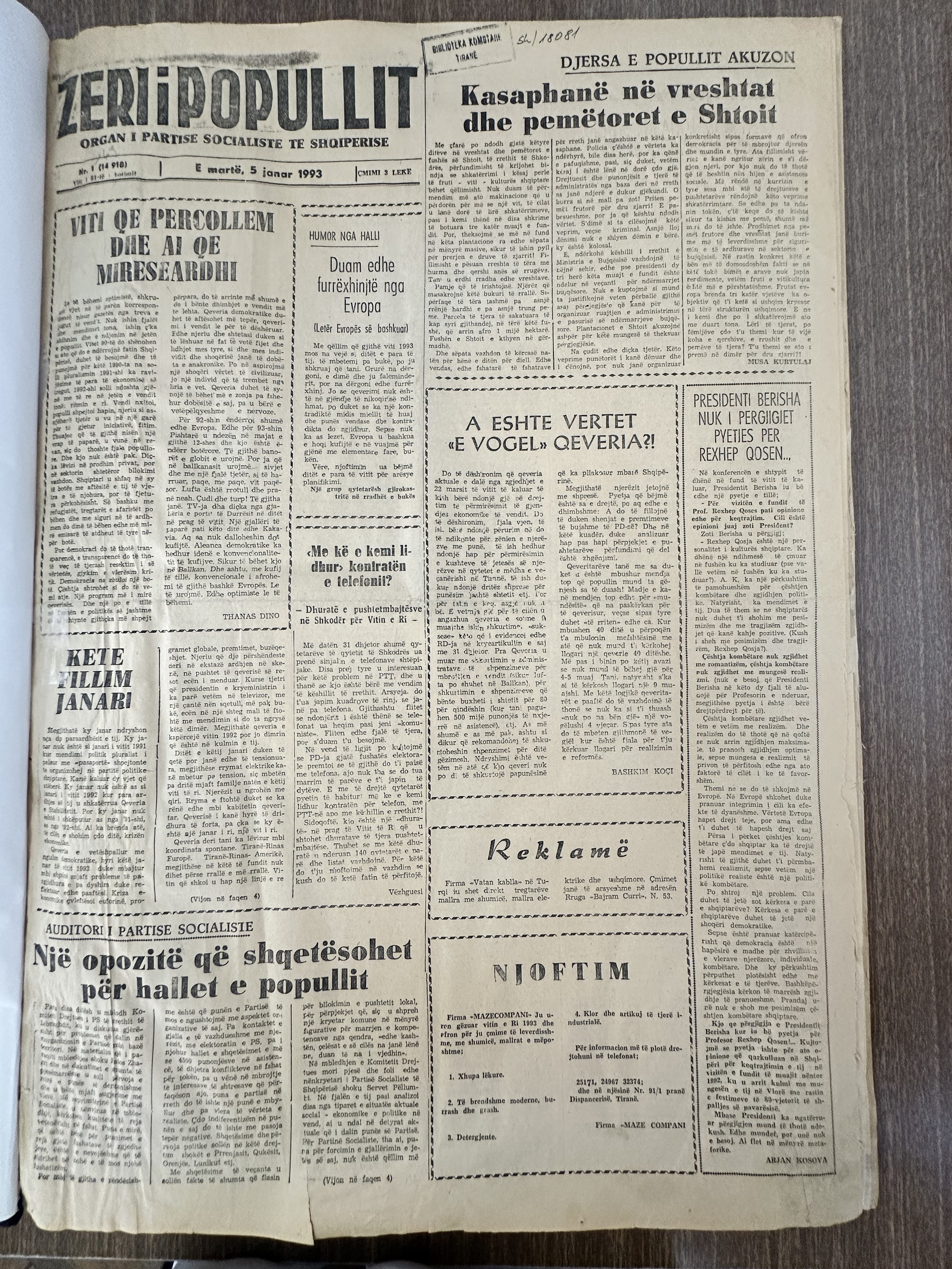 Zëri i Popullit 1993-01-05