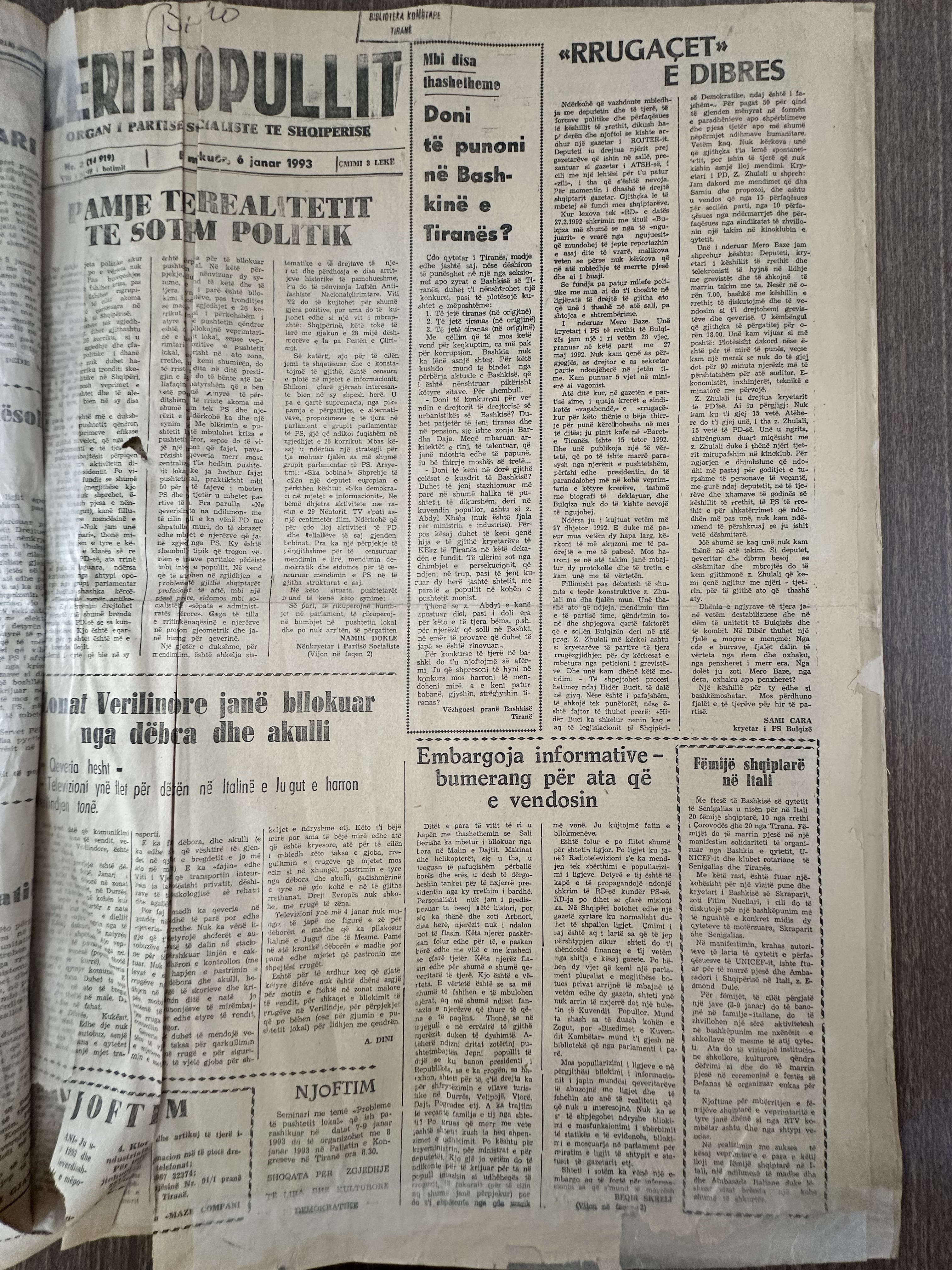 Zëri i Popullit 1993-01-06