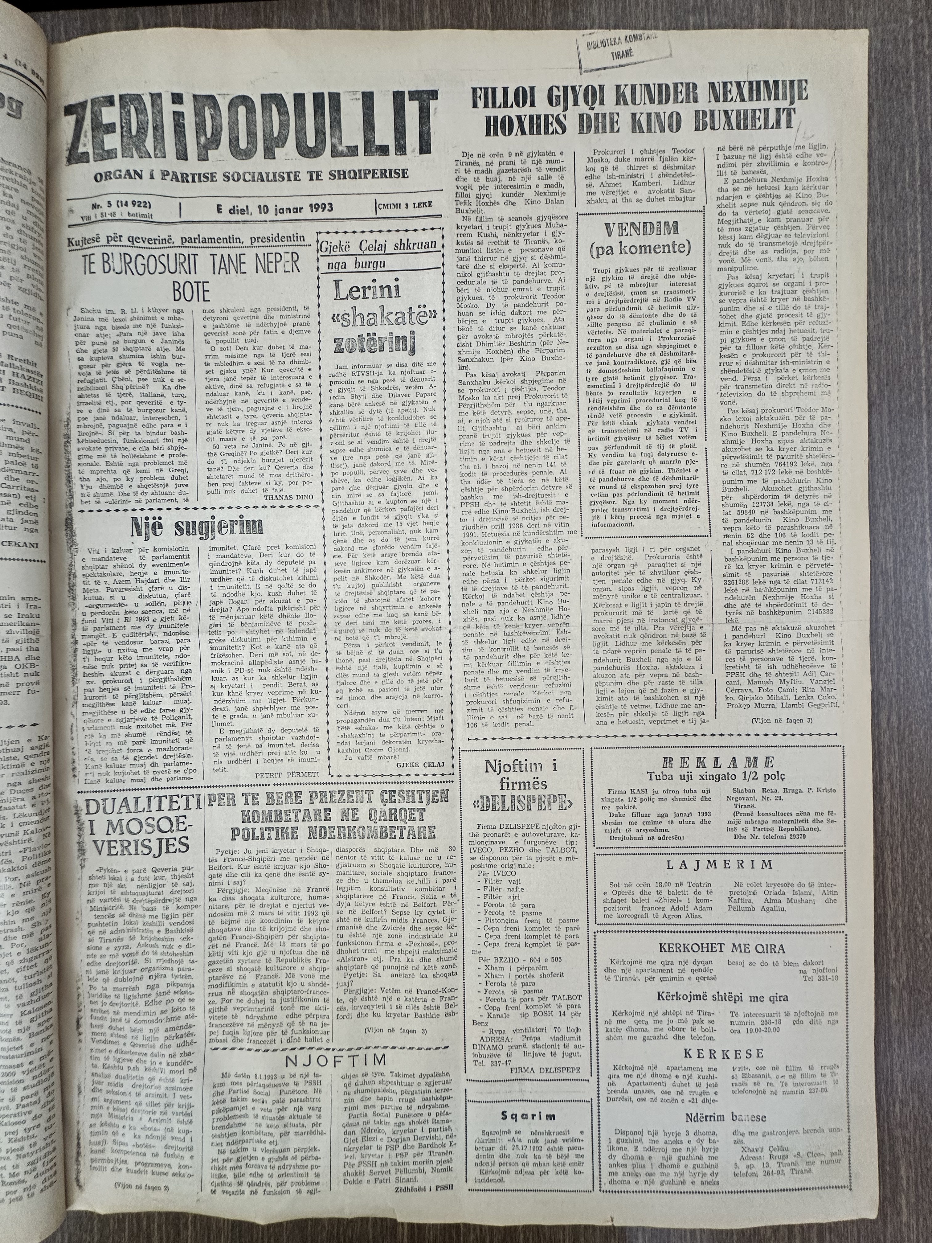 Zëri i Popullit 1993-01-10