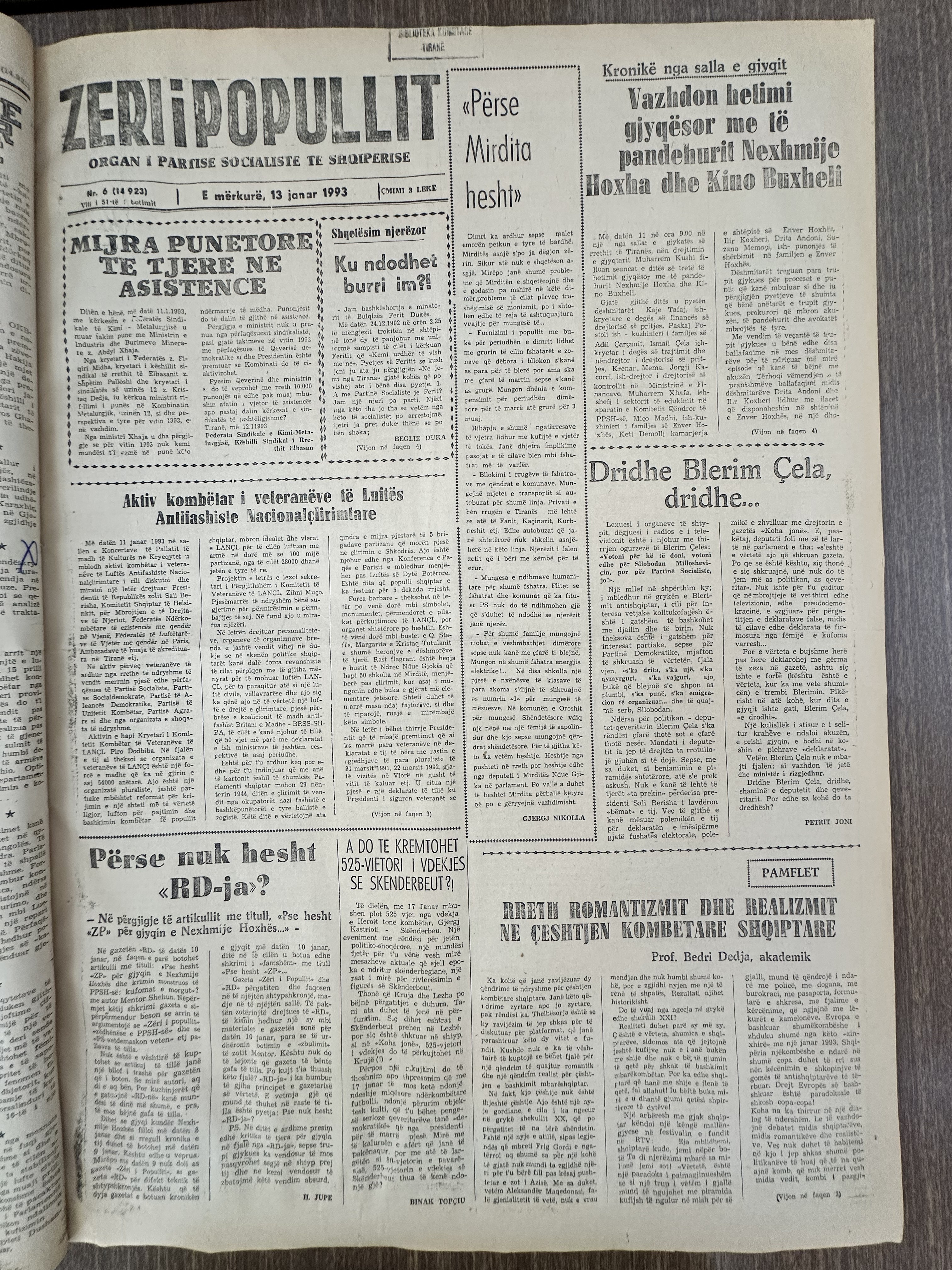 Zëri i Popullit 1993-01-13