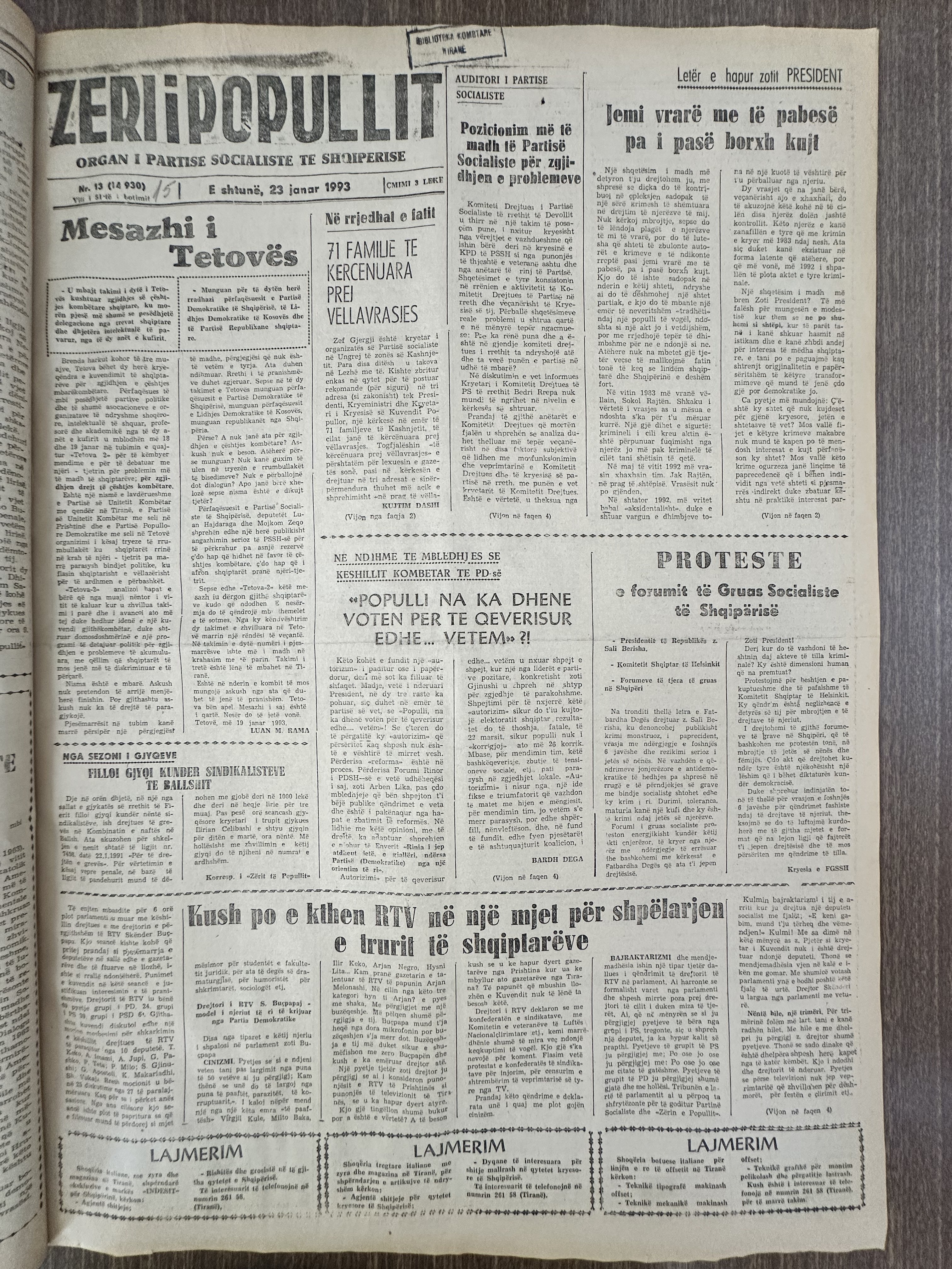 Zëri i Popullit 1993-01-23