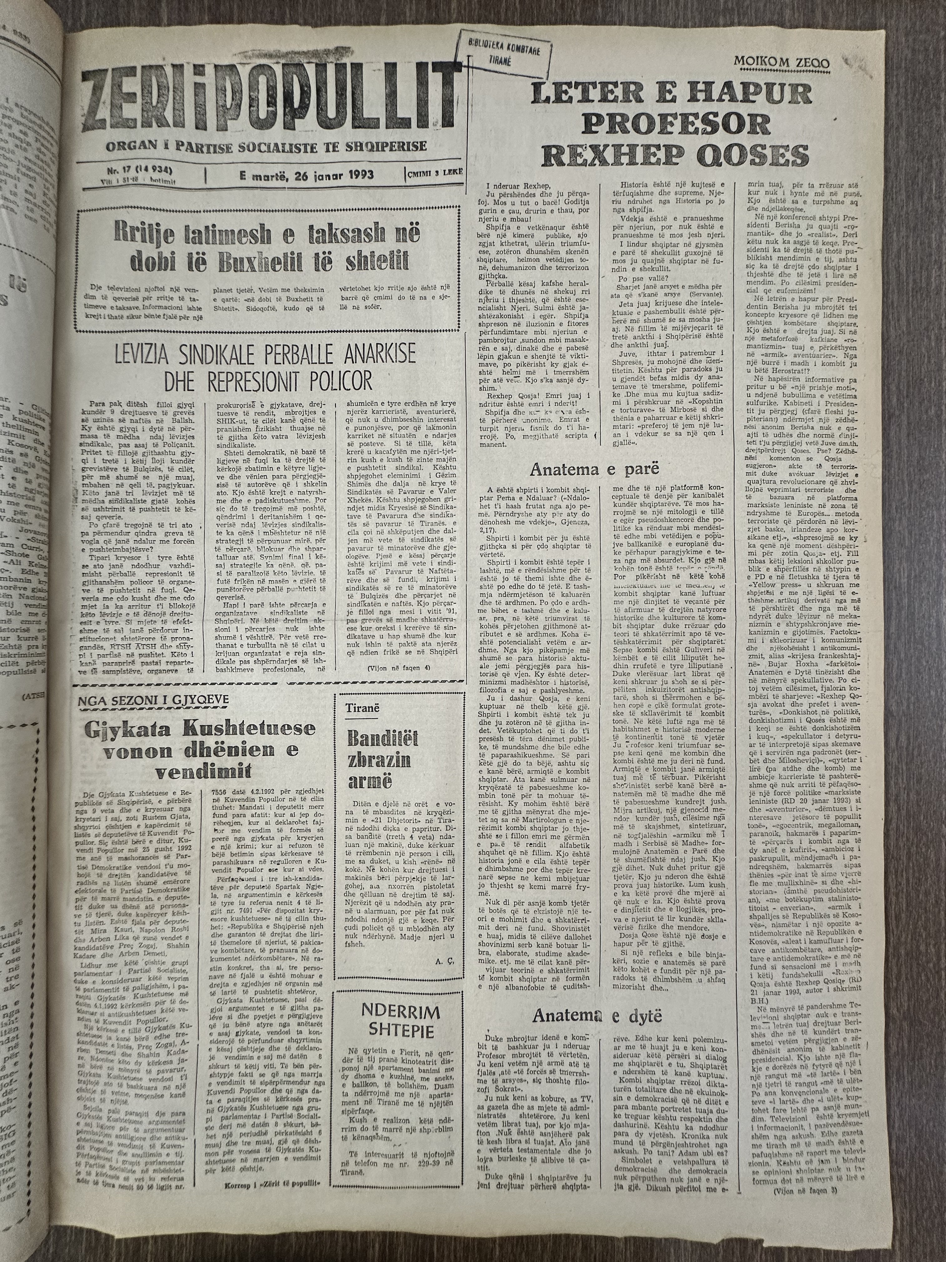 Zëri i Popullit 1993-01-26