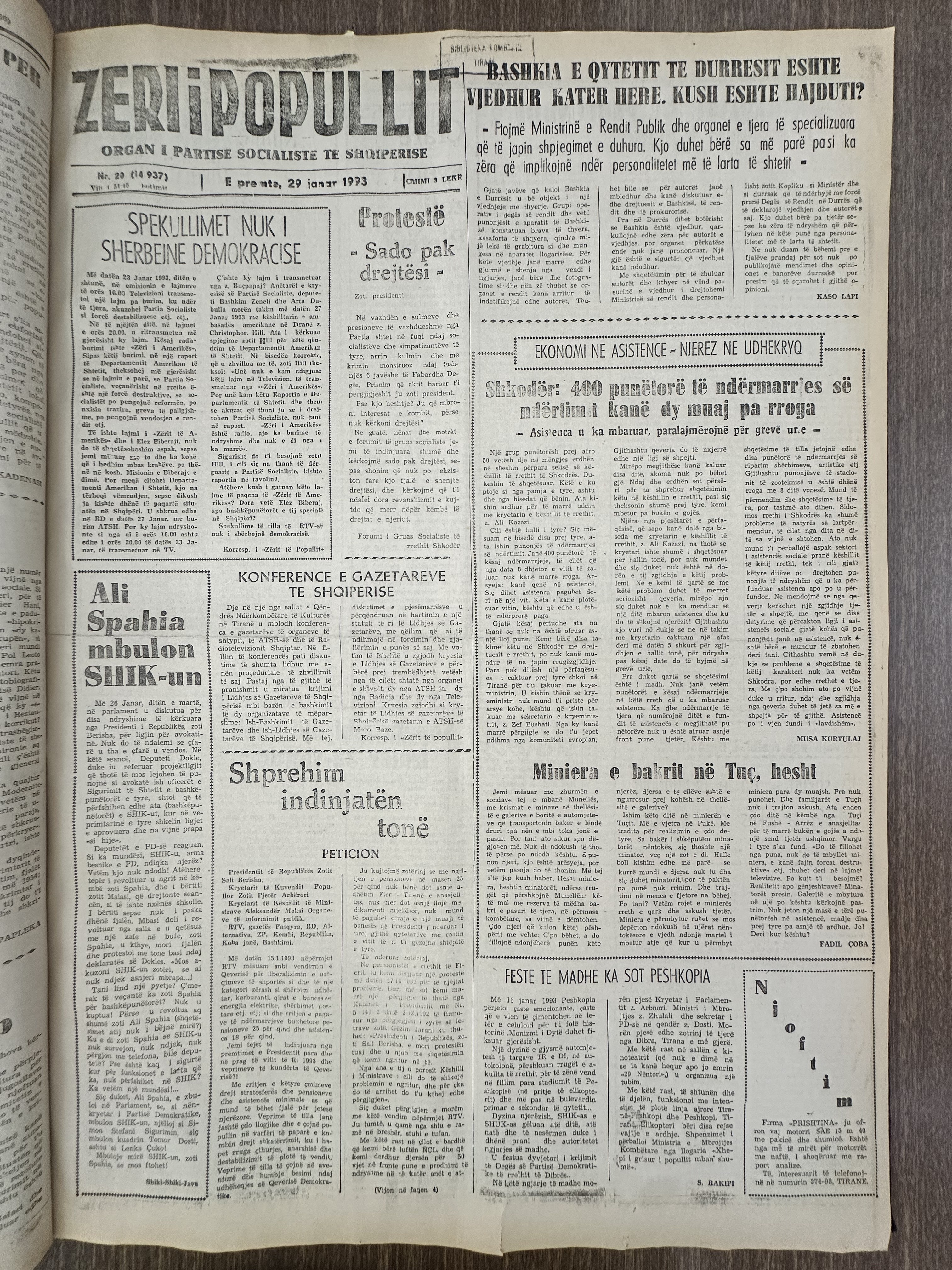 Zëri i Popullit 1993-01-29