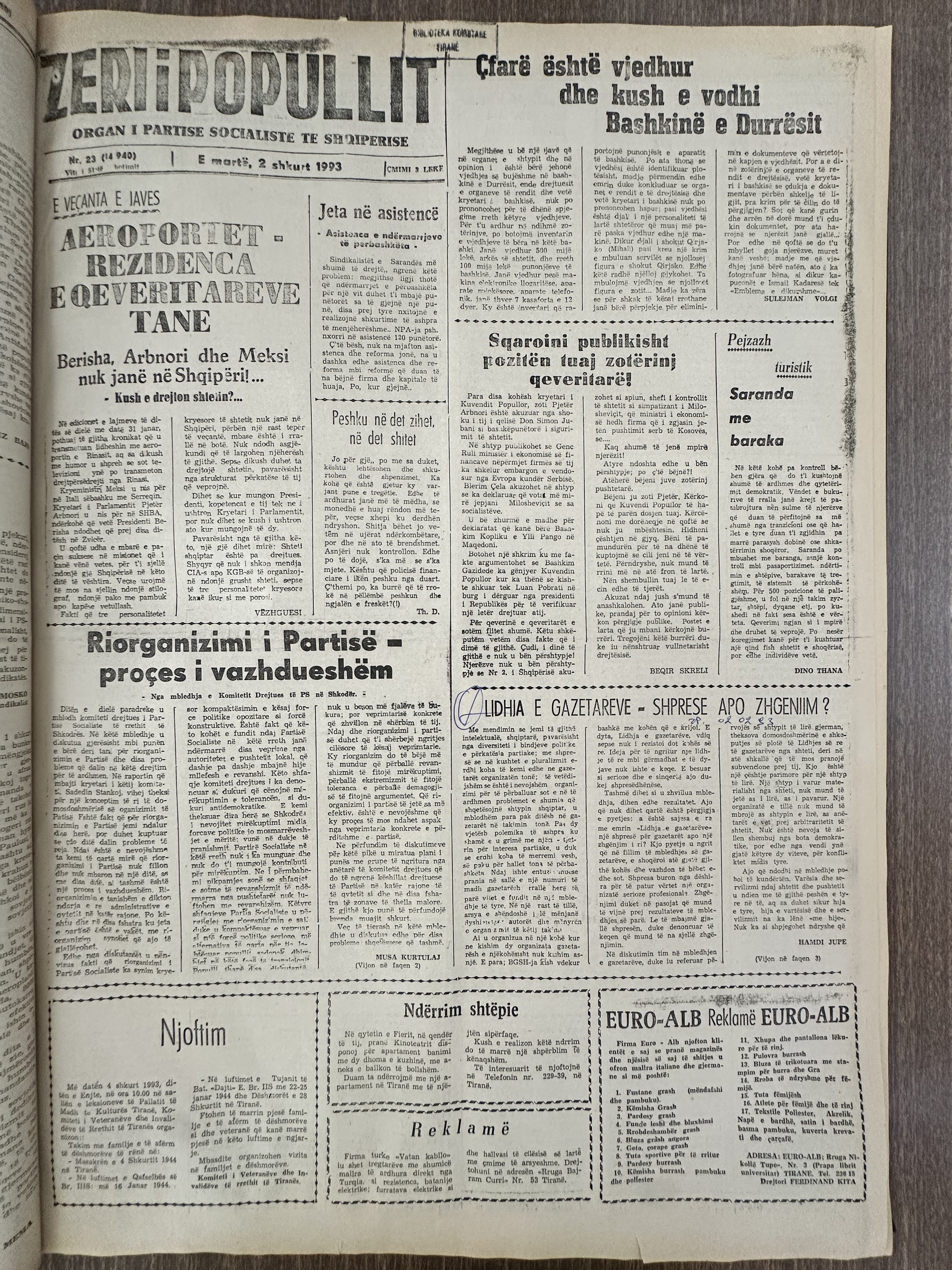 Zëri i Popullit 1993-02-03