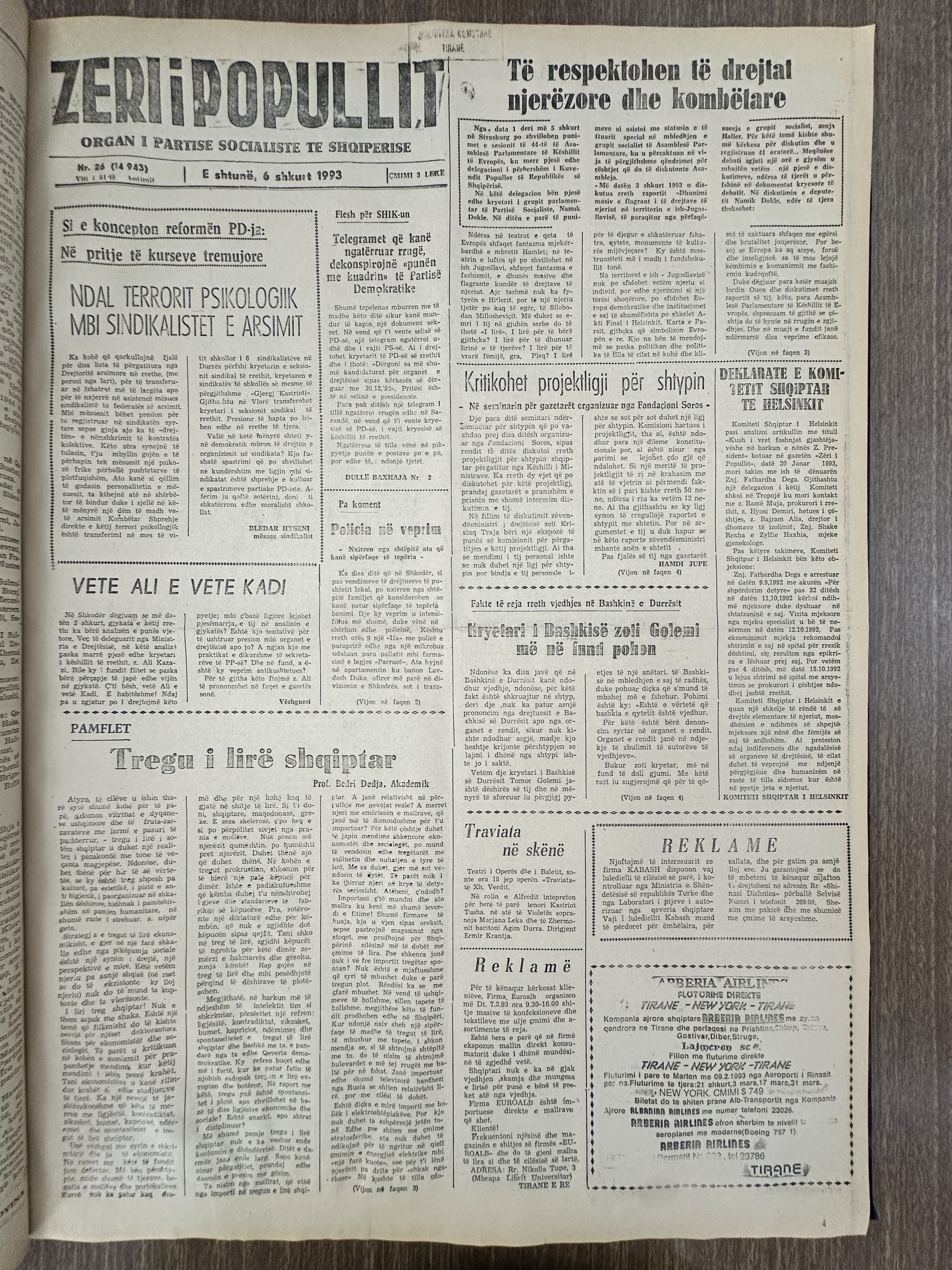 Zëri i Popullit 1993-02-06