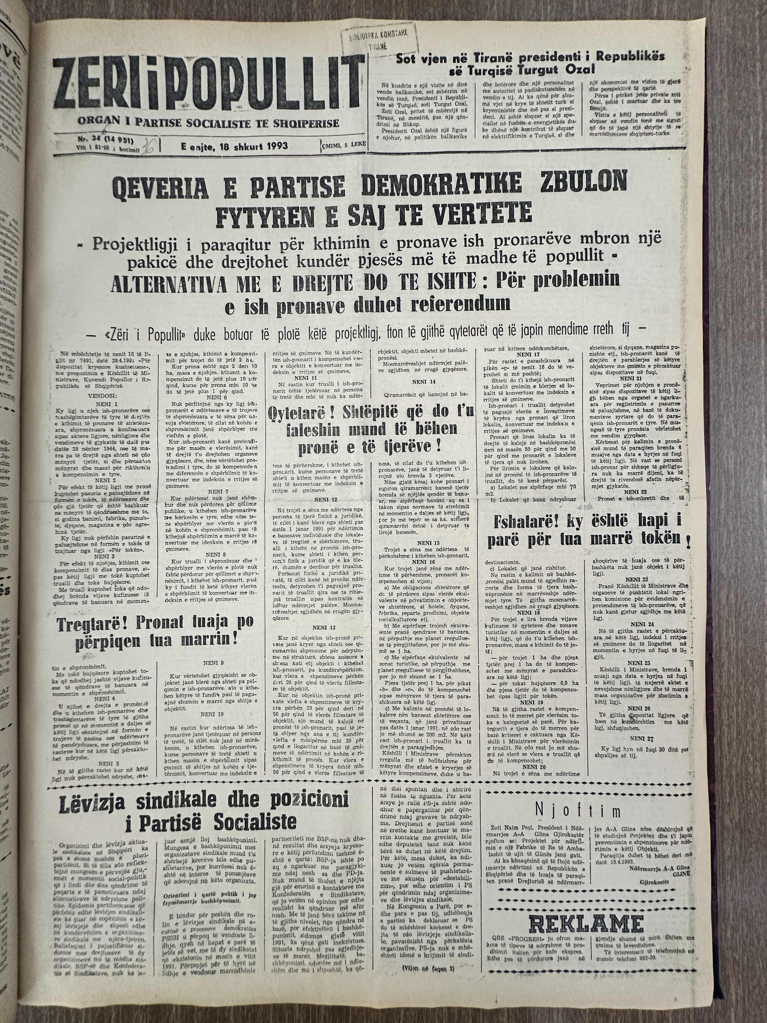 Zëri i Popullit 1993-02-18