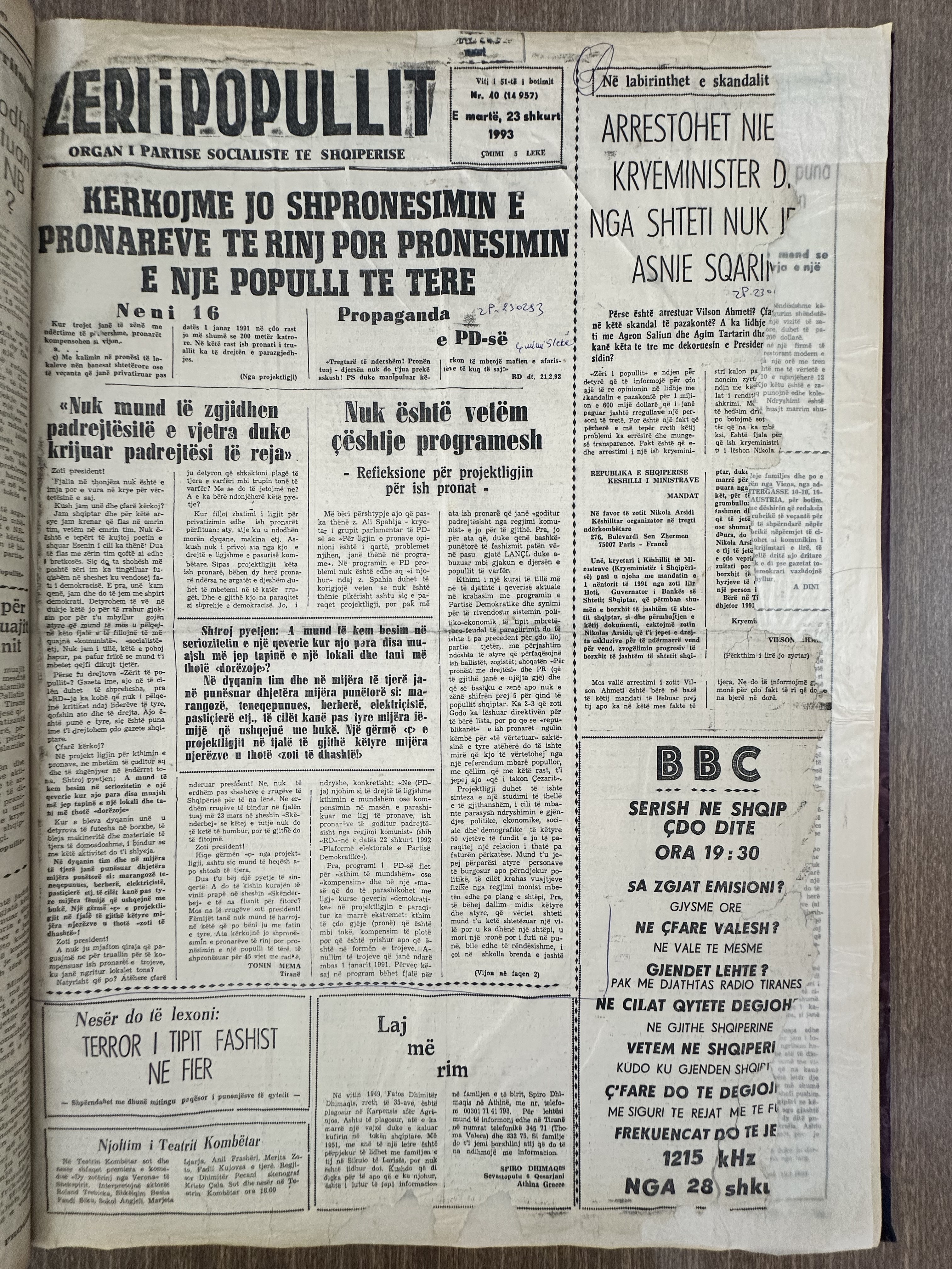 Zëri i Popullit 1993-09-28