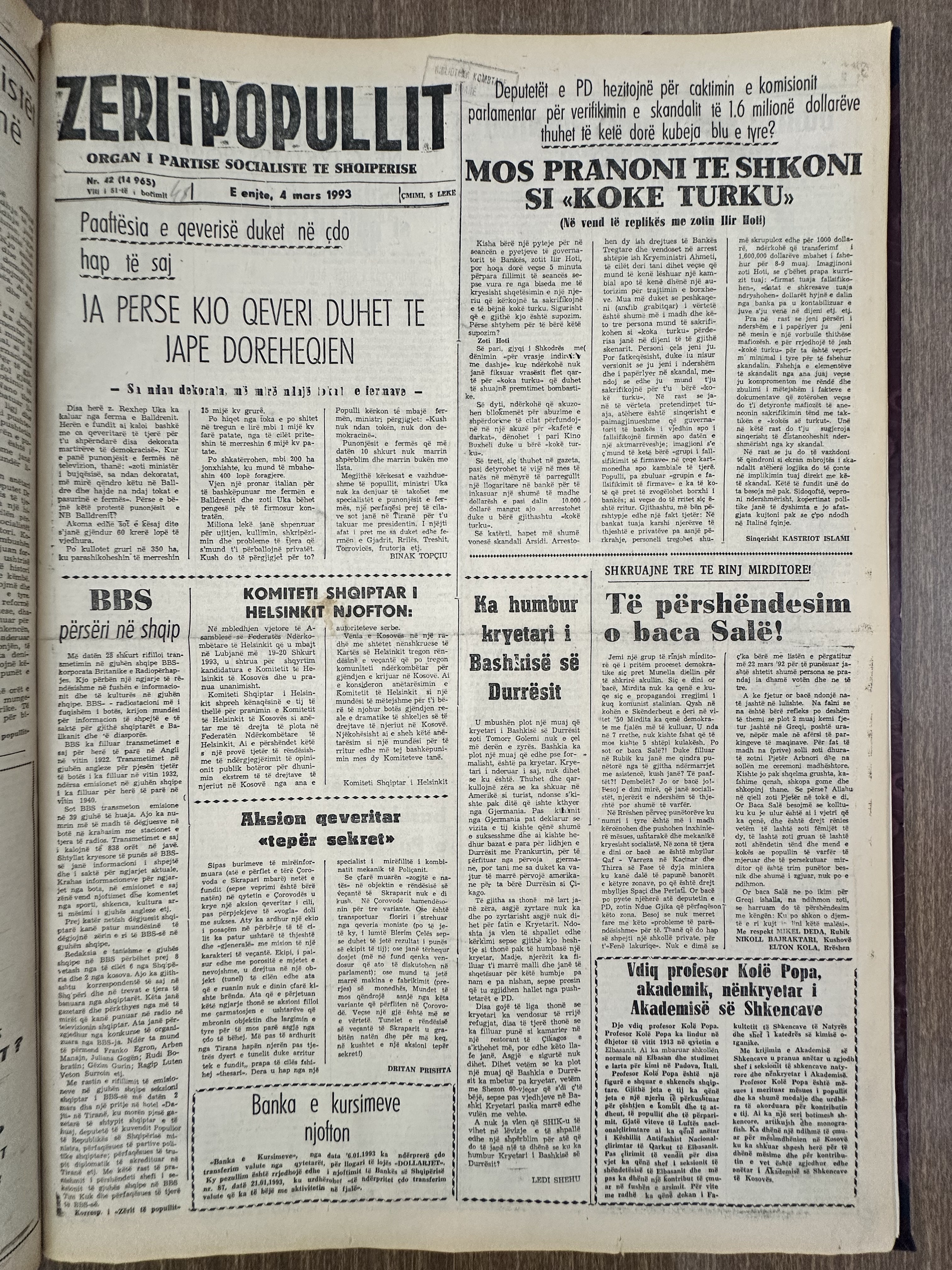 Zëri i Popullit 1993-03-04