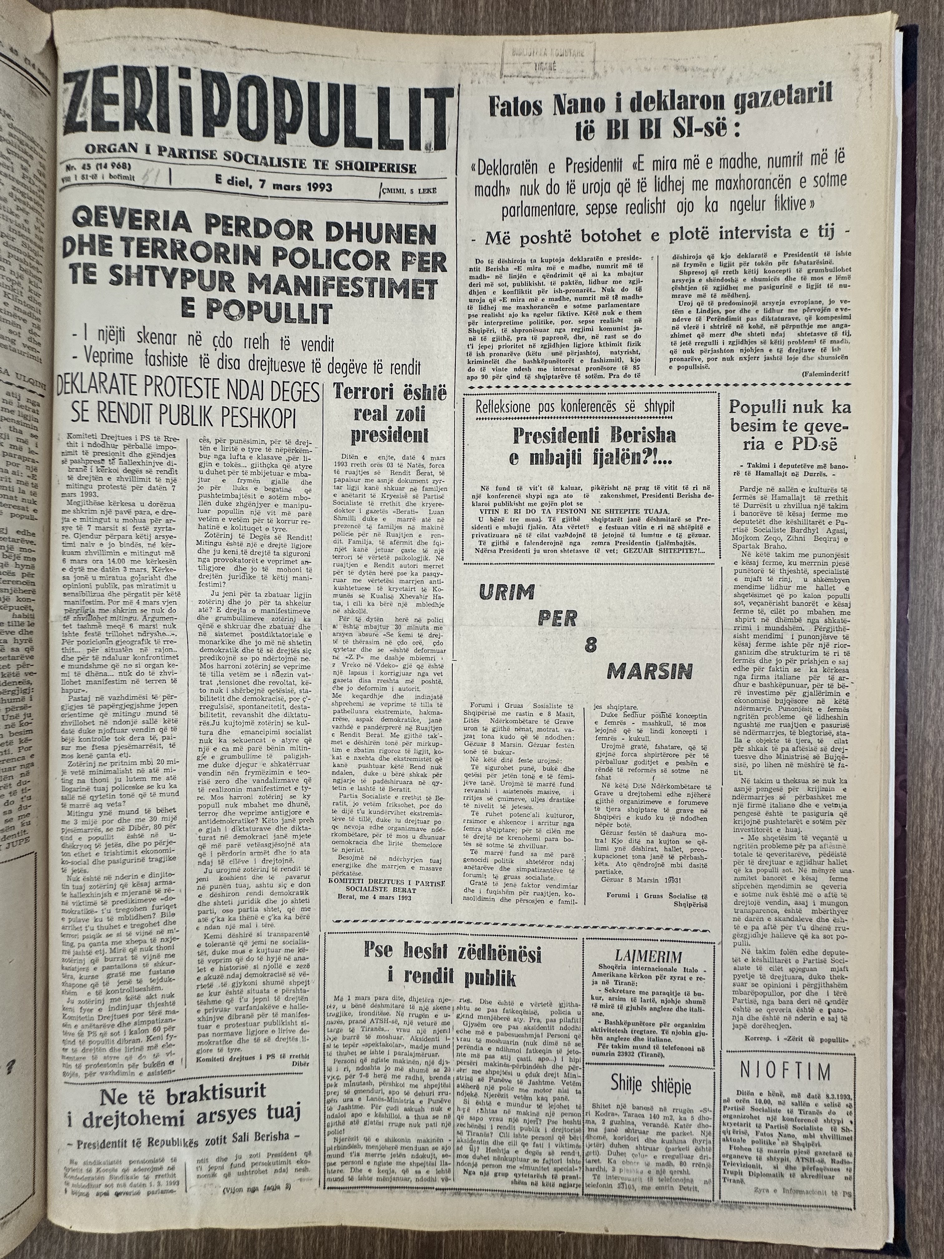 Zëri i Popullit 1993-03-07