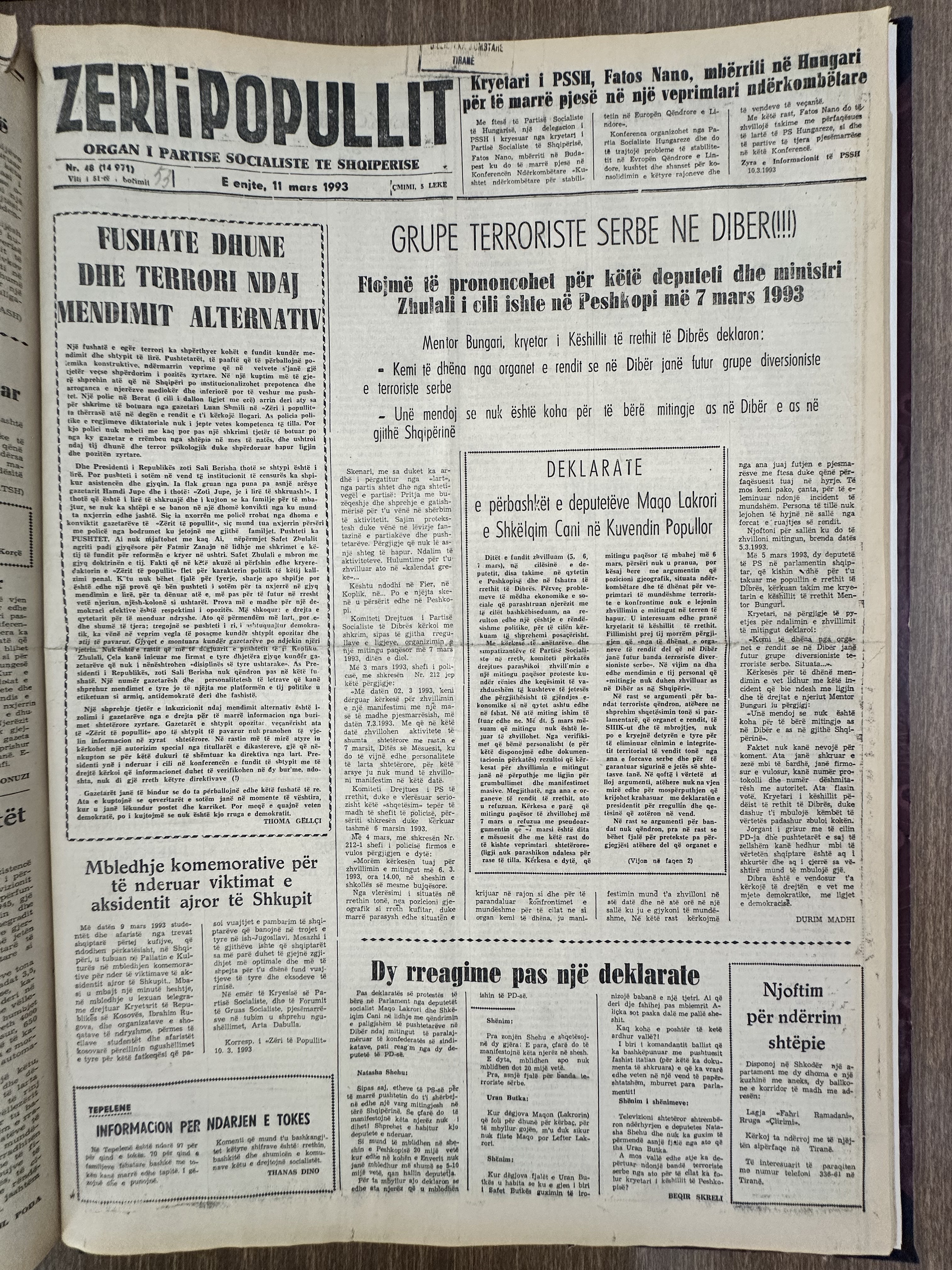 Zëri i Popullit 1993-03-11