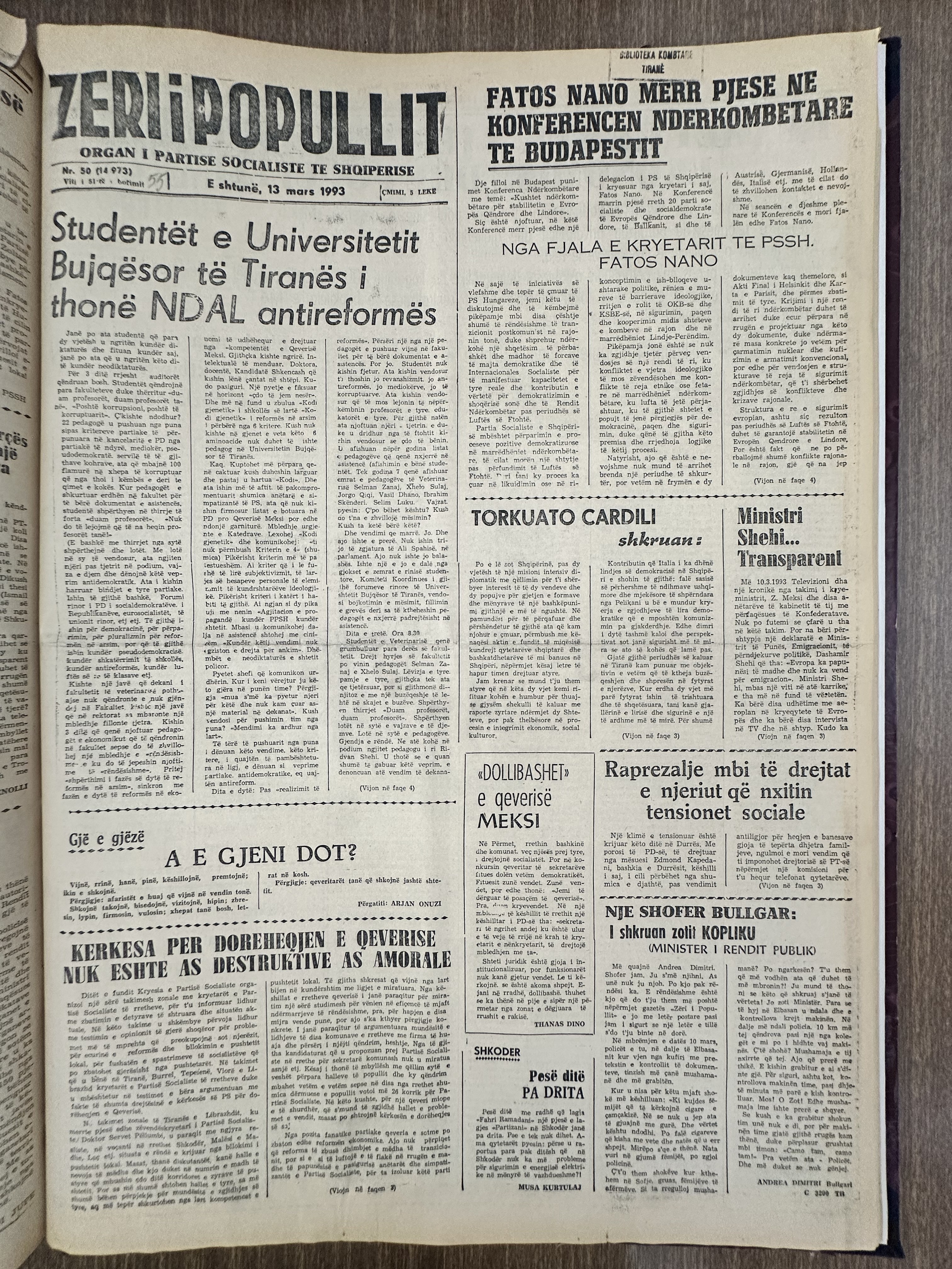 Zëri i Popullit 1993-03-13
