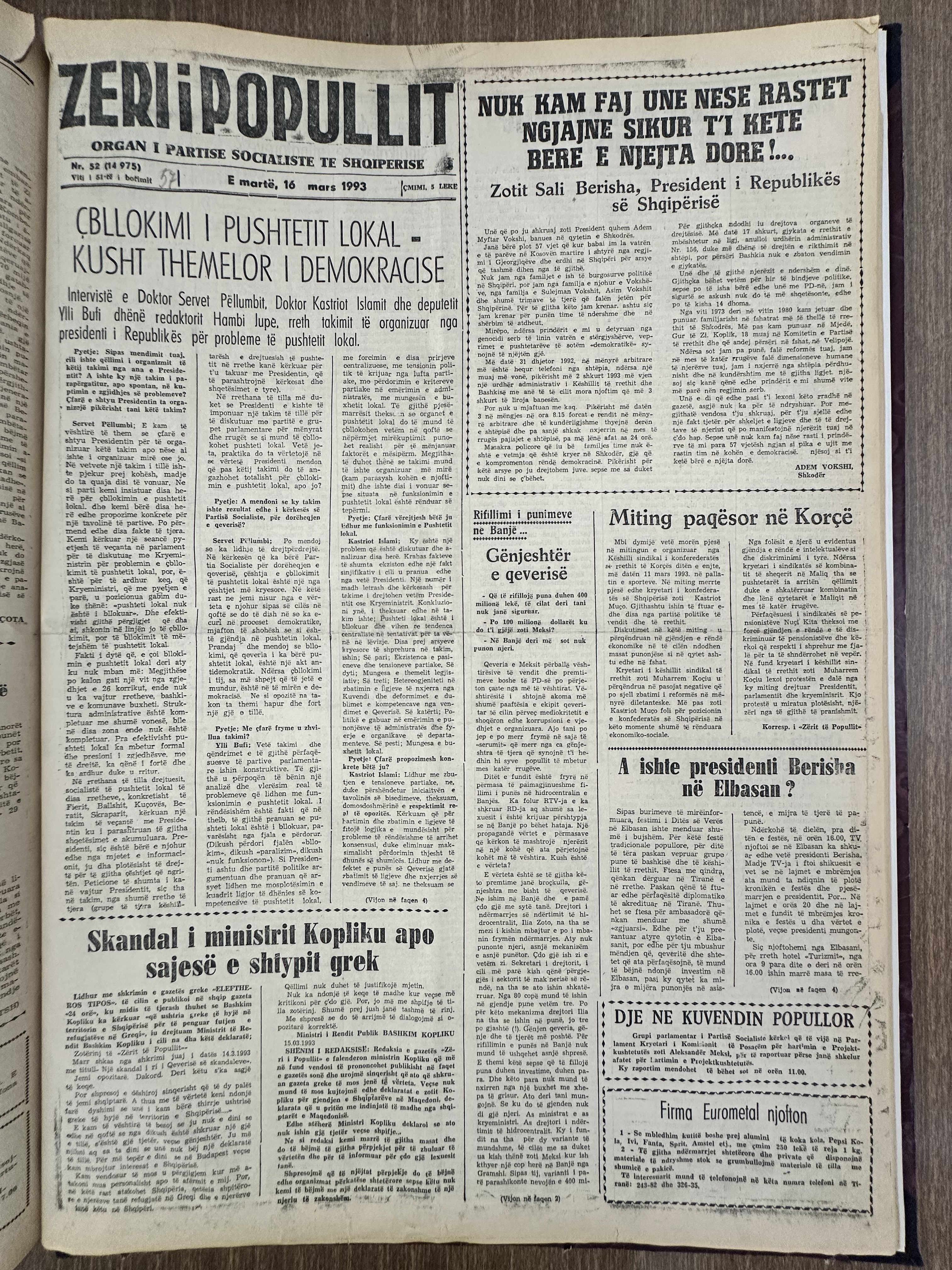 Zëri i Popullit 1993-03-16