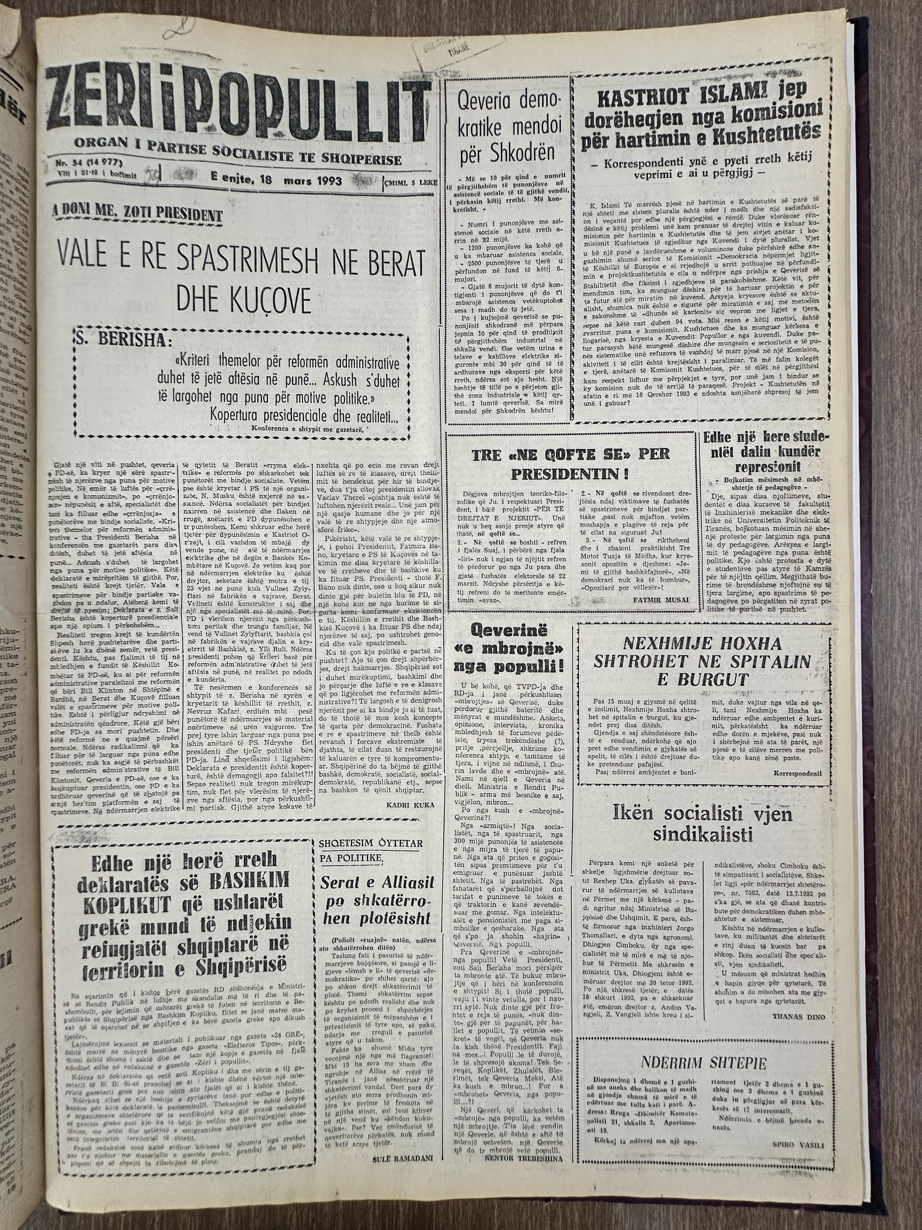 Zëri i Popullit 1993-03-18