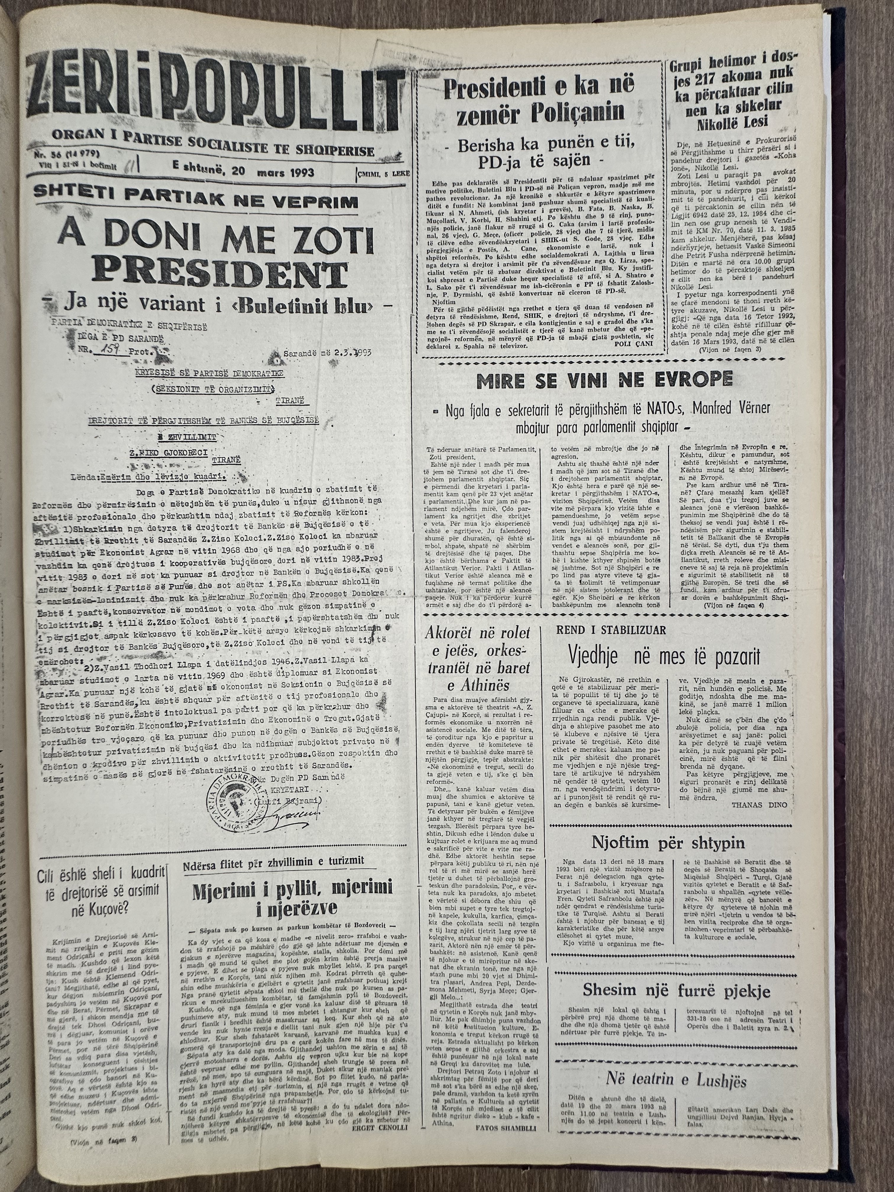 Zëri i Popullit 1993-03-20