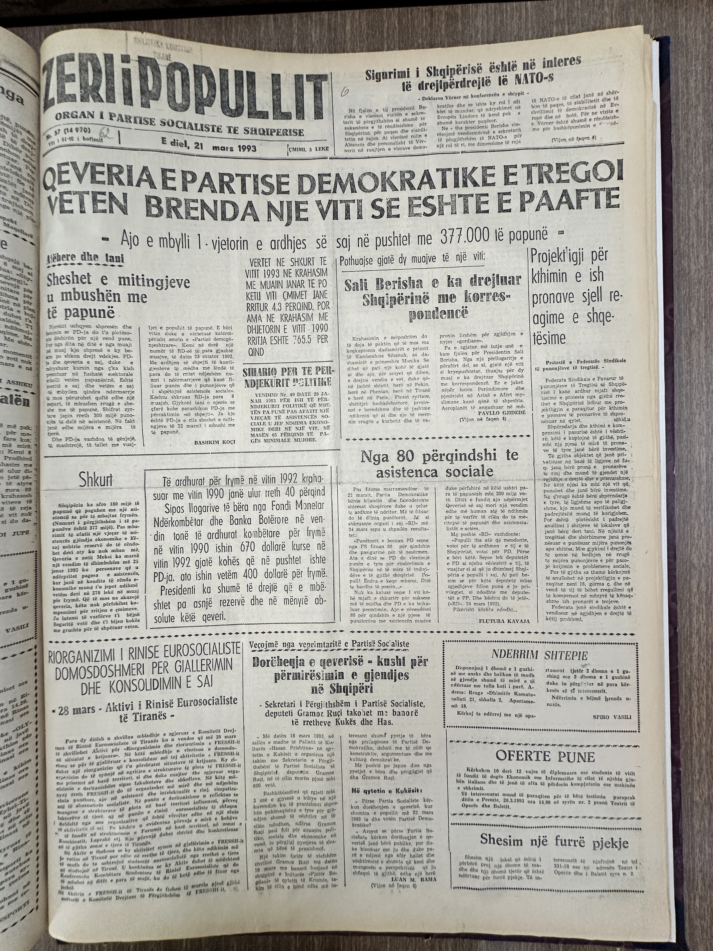 Zëri i Popullit 1993-03-21