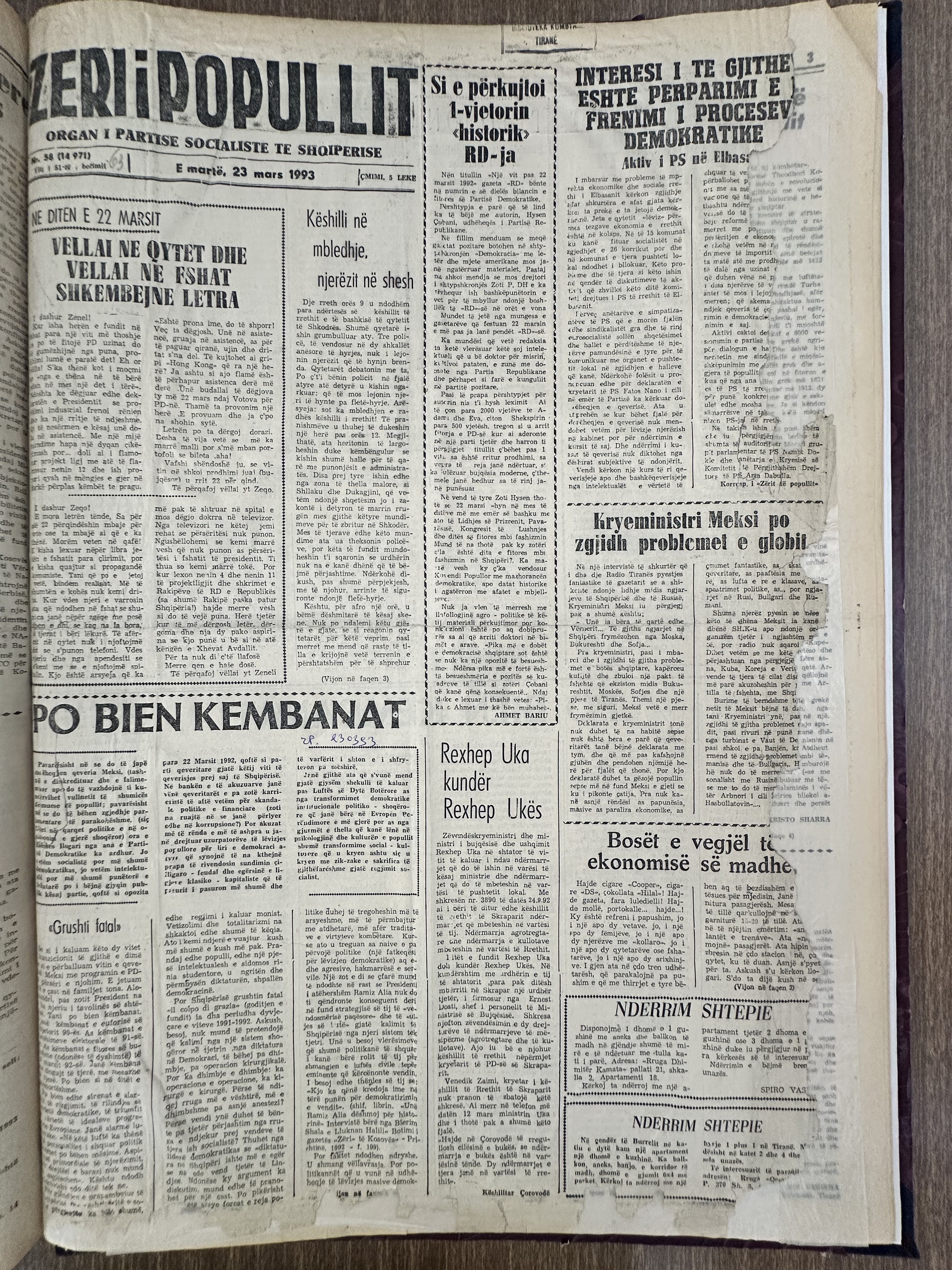 Zëri i Popullit 1993-03-23