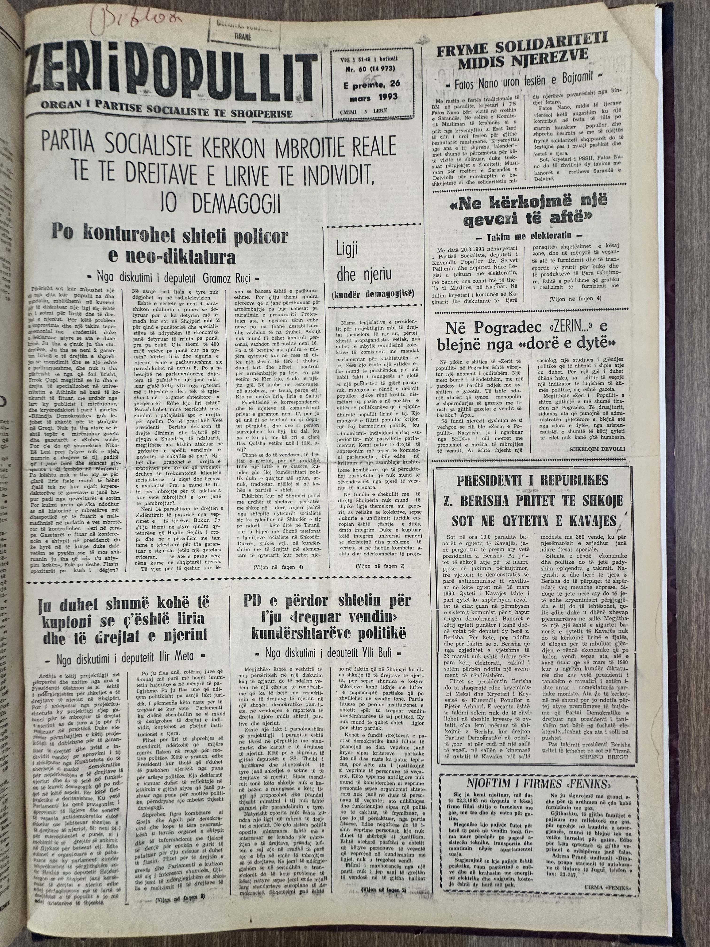 Zëri i Popullit 1993-03-26