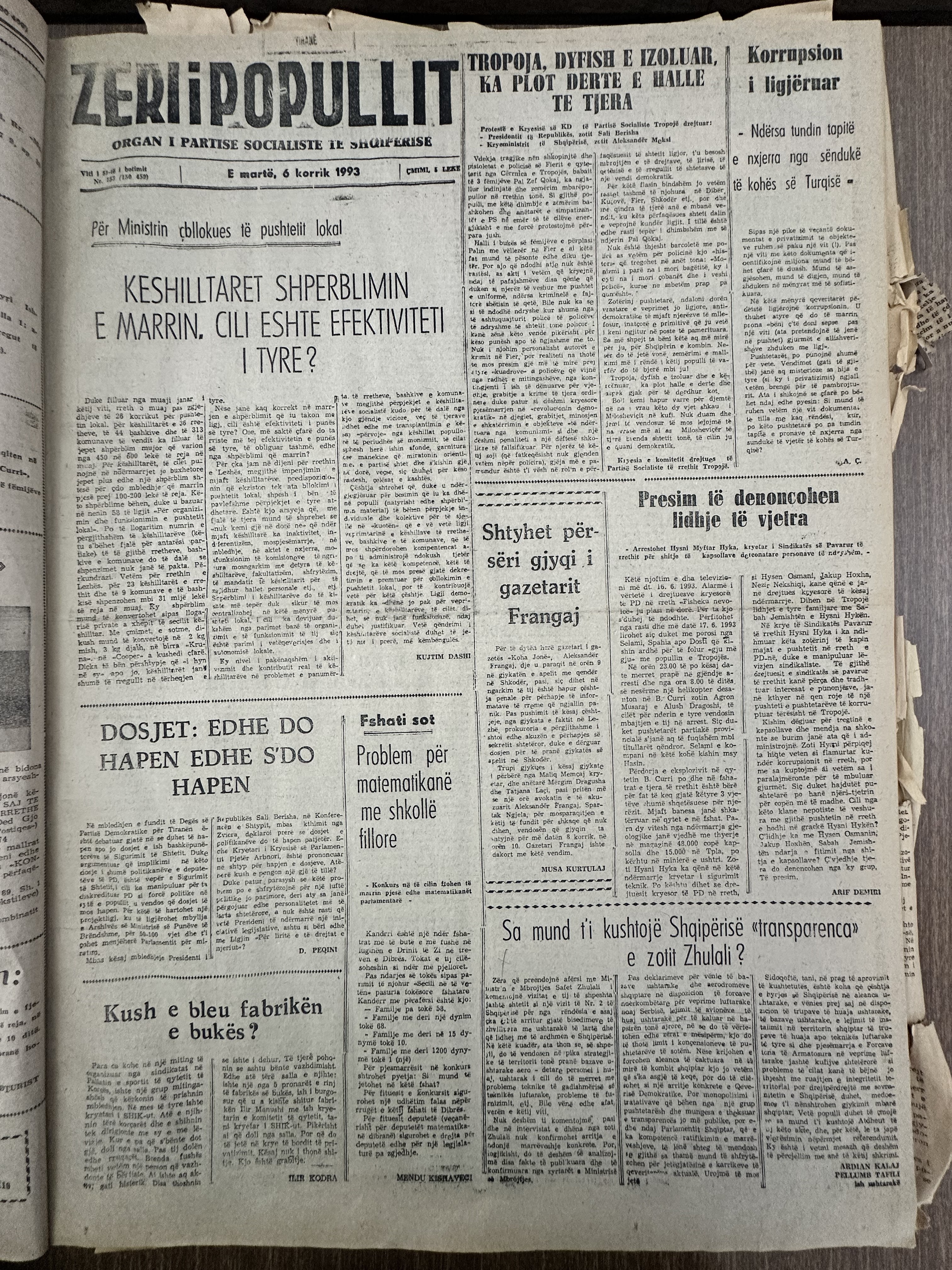 Zëri i Popullit 1993-07-06