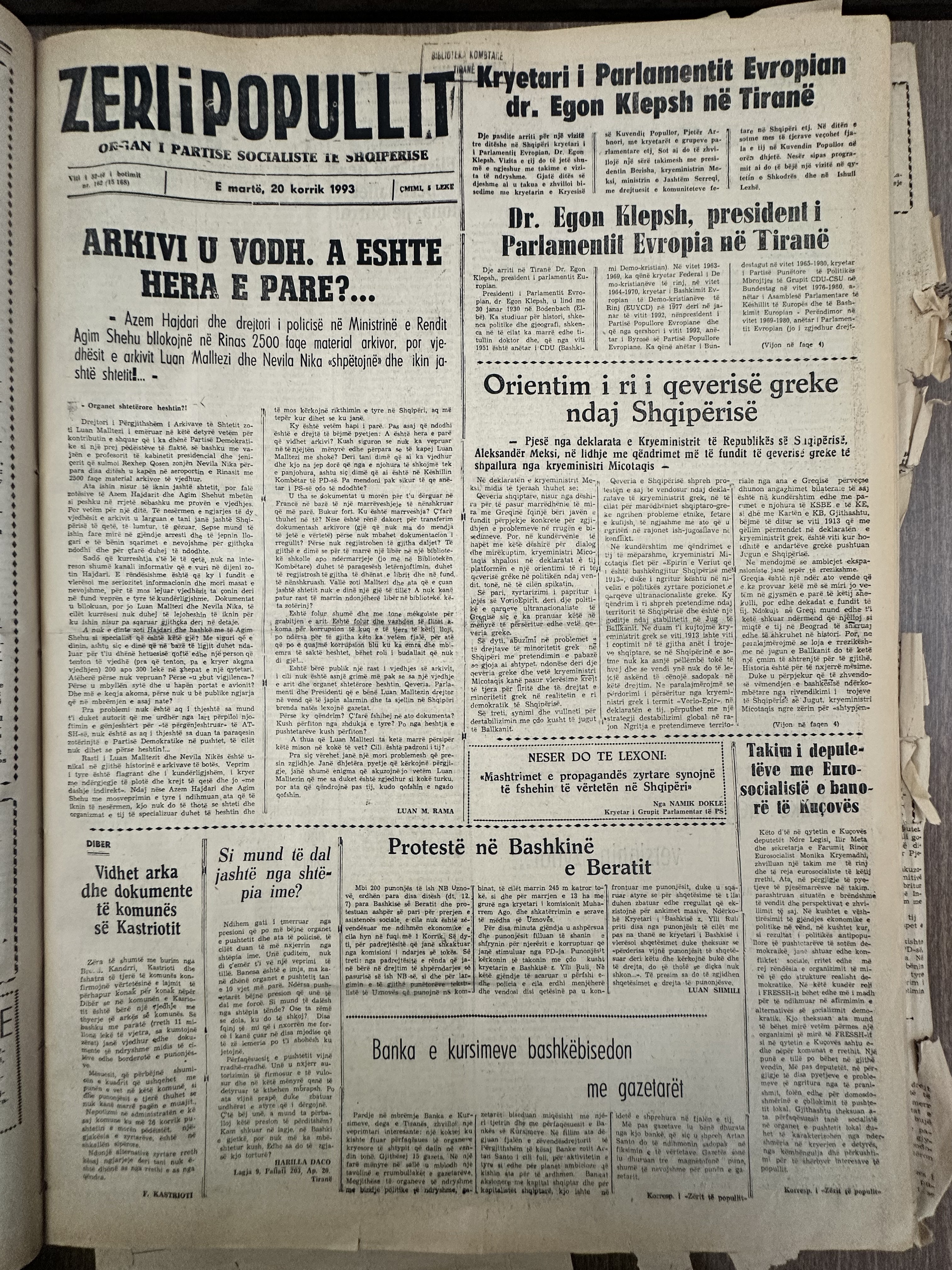 Zëri i Popullit 1993-07-20