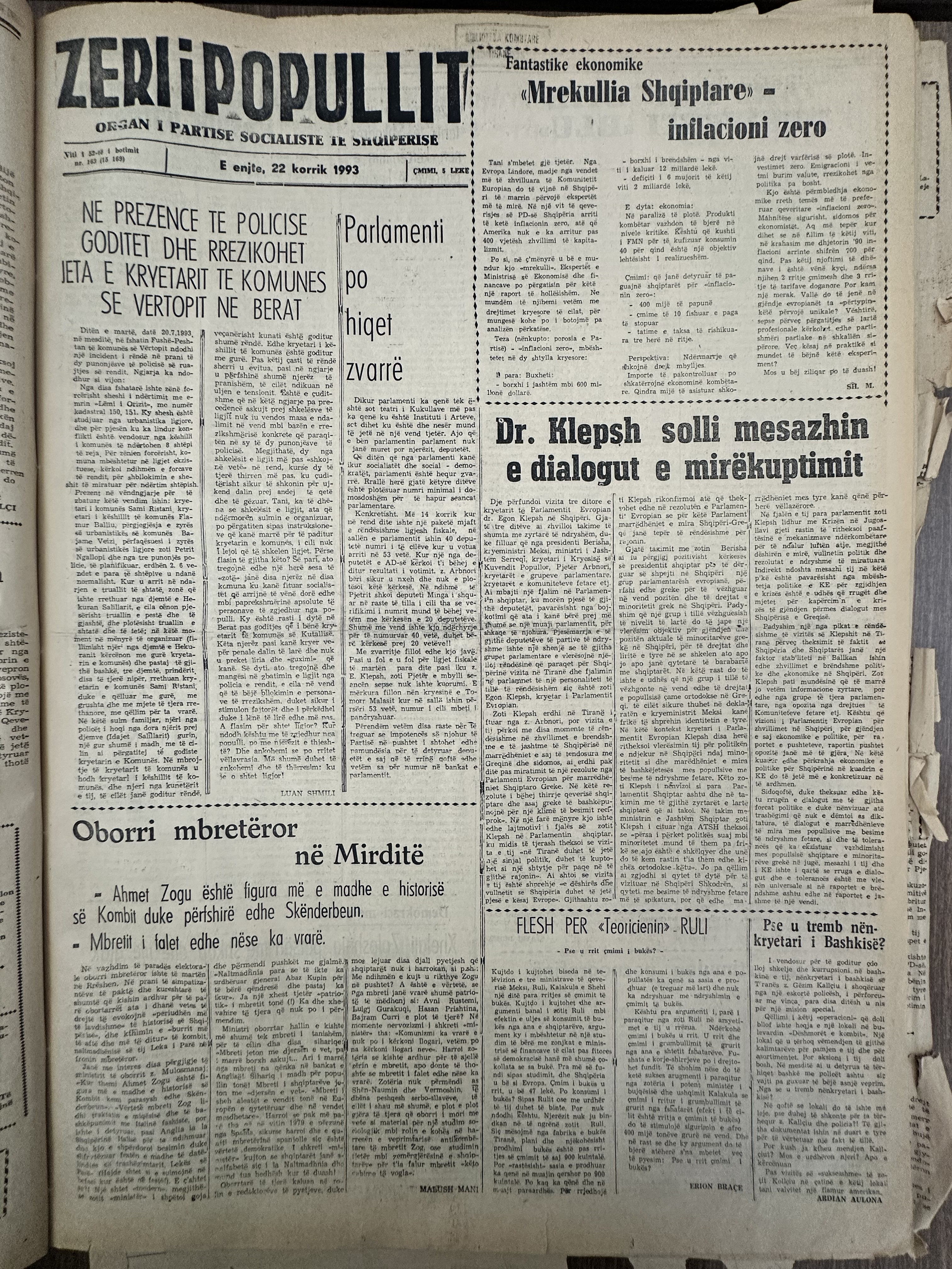 Zëri i Popullit 1993-07-22