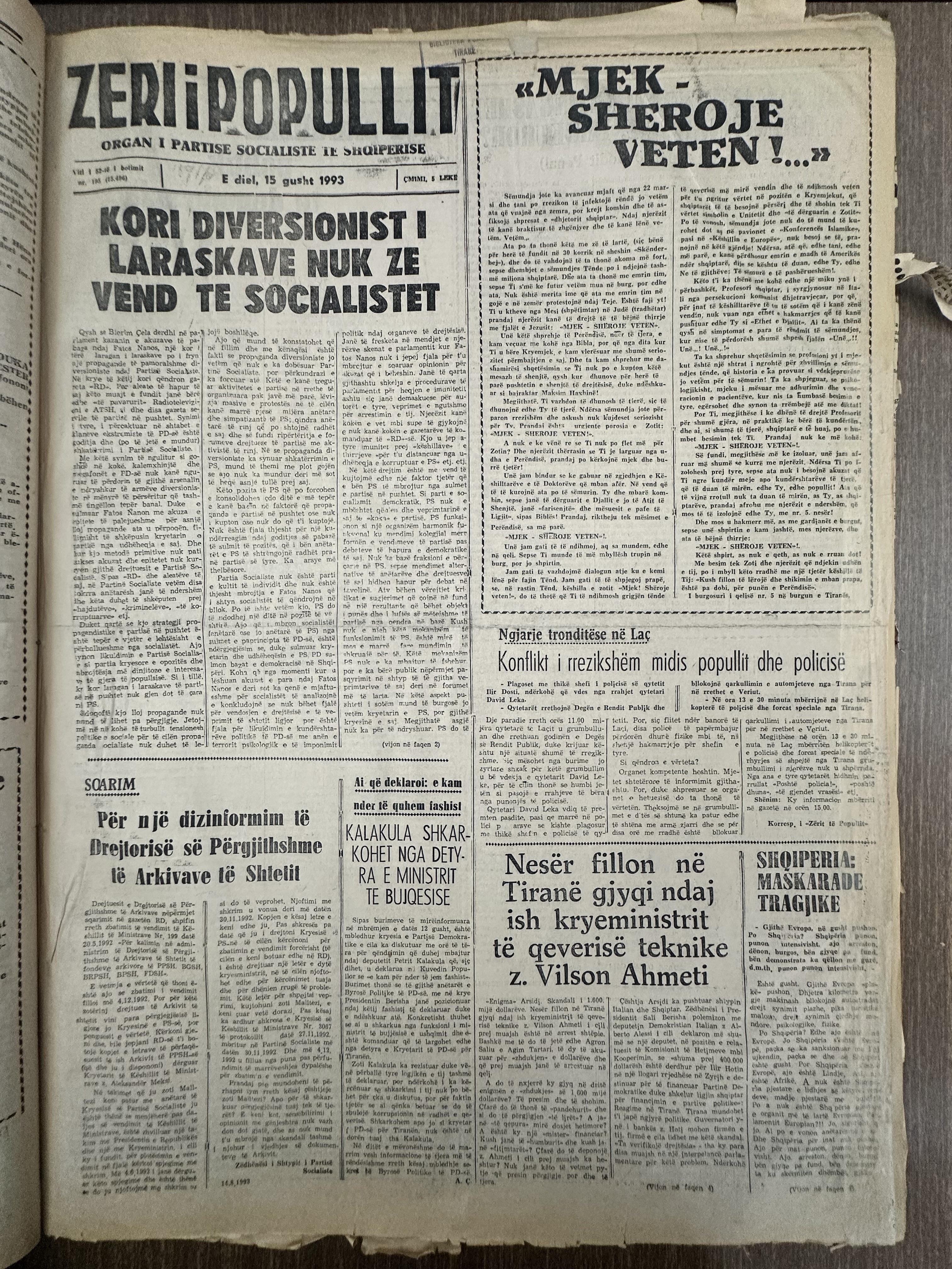 Zëri i Popullit 1993-08-15