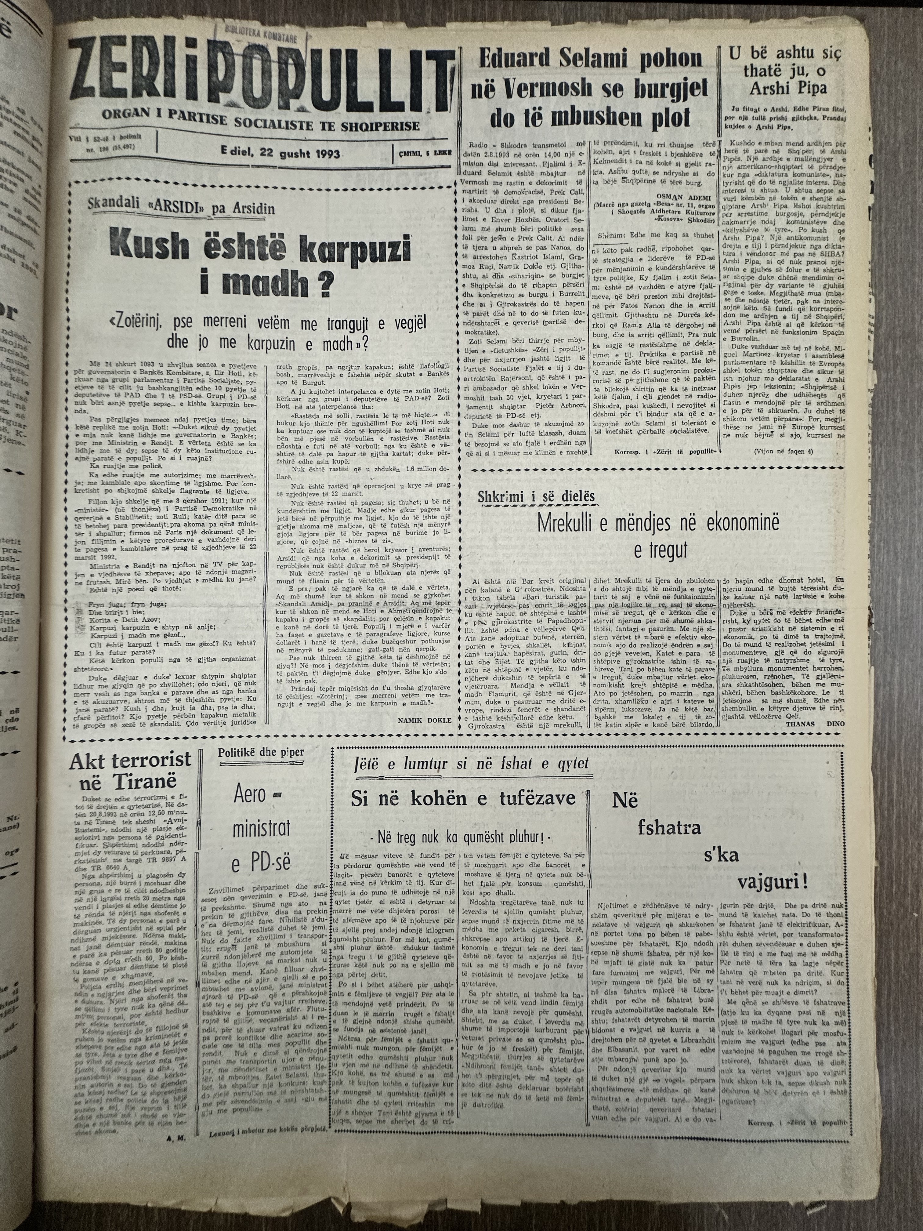 Zëri i Popullit 1993-08-22