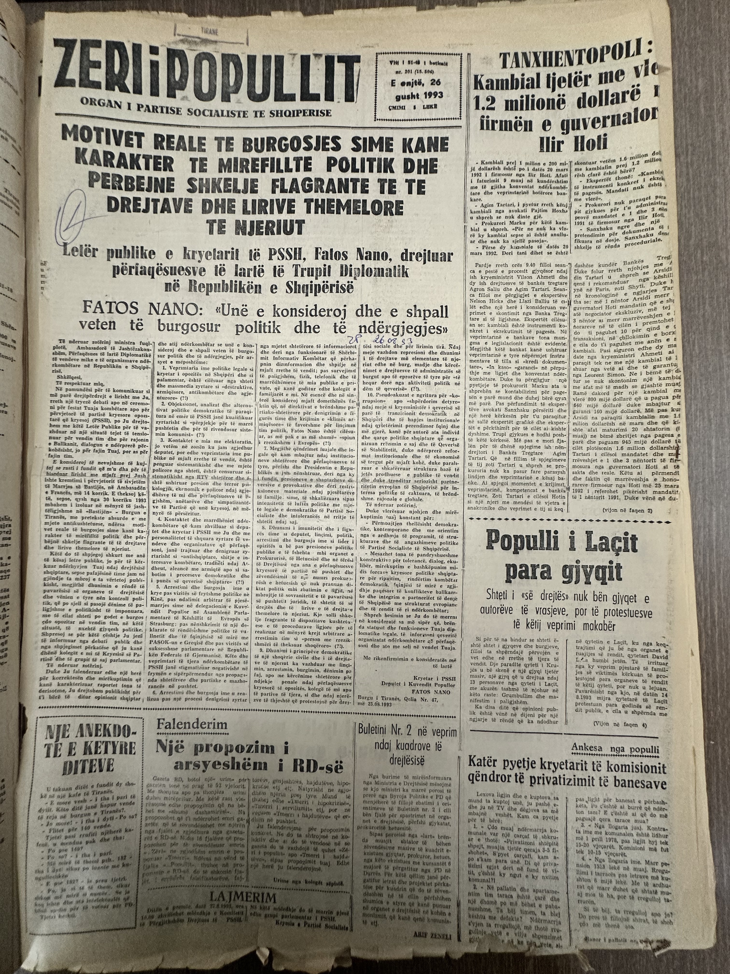 Zëri i Popullit 1993-08-26