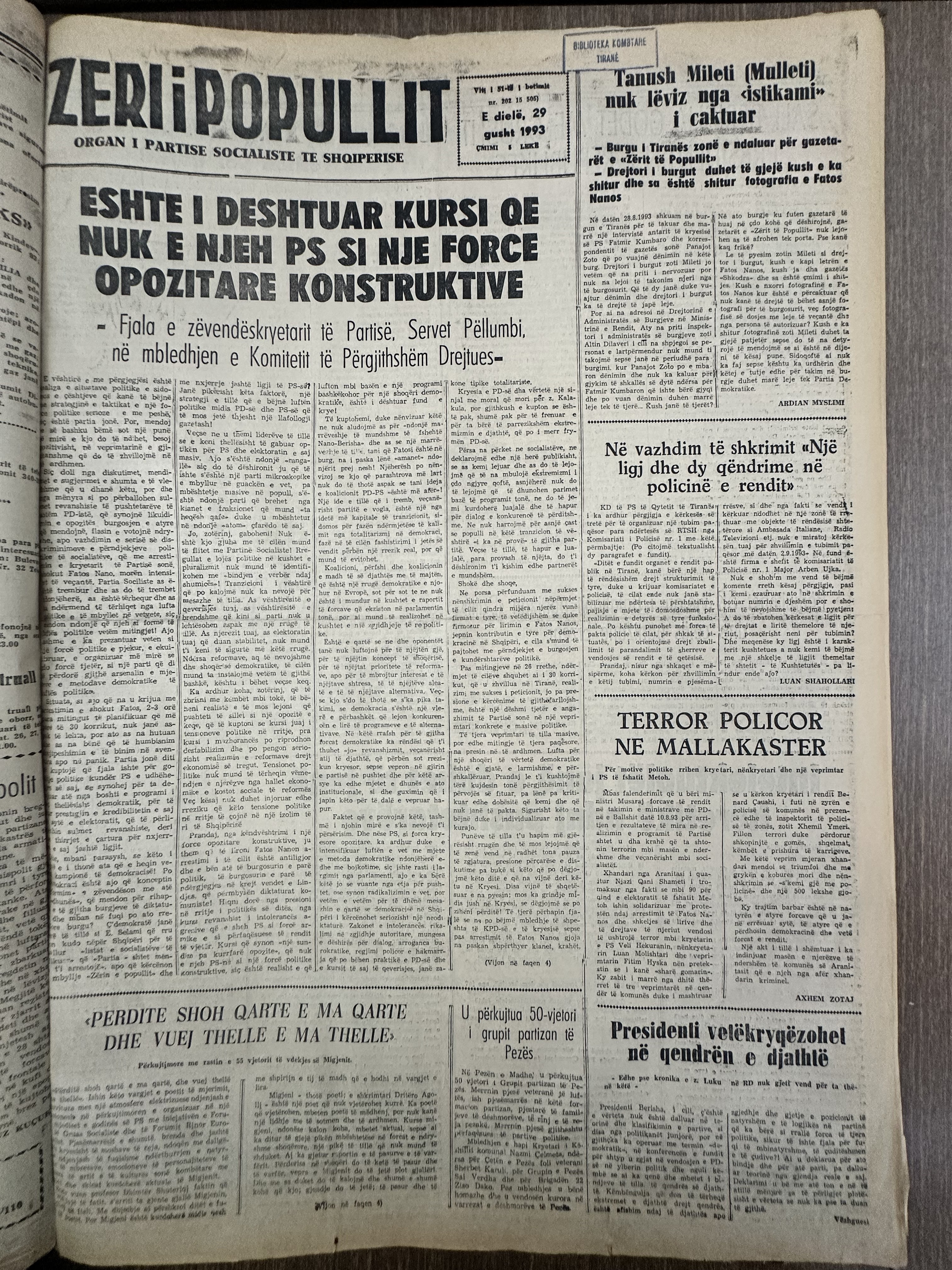Zëri i Popullit 1993-08-29