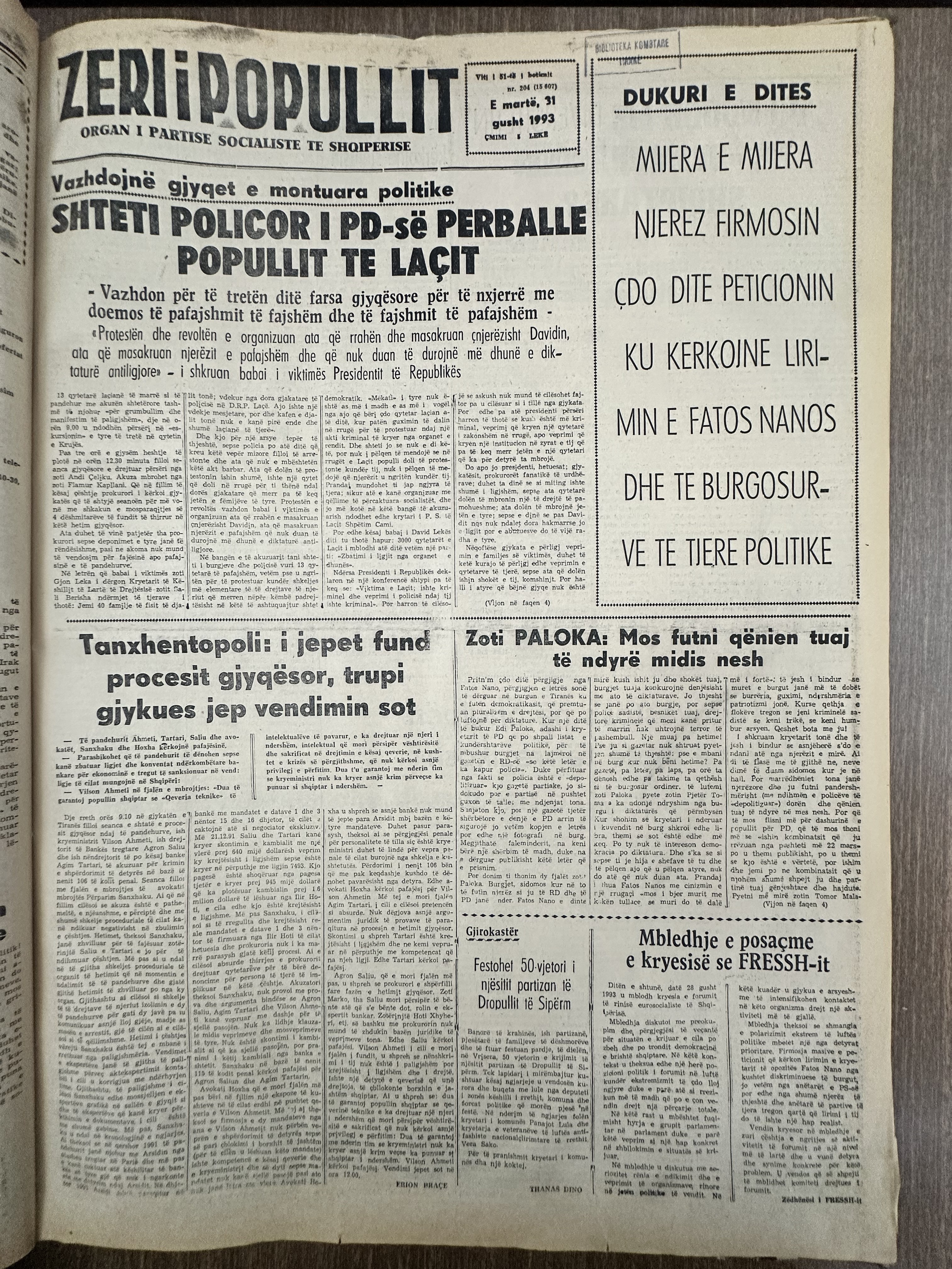Zëri i Popullit 1993-08-31