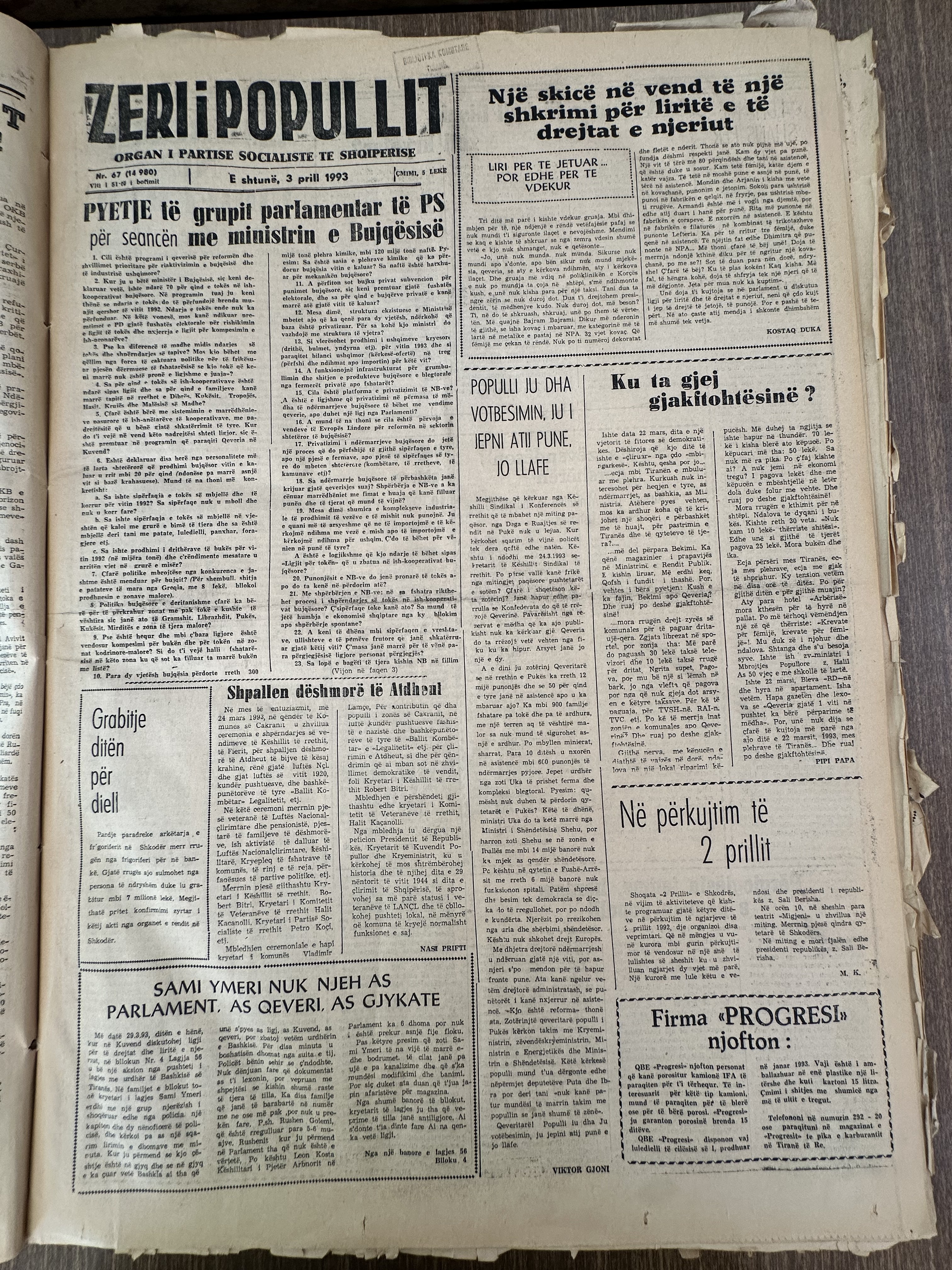 Zëri i Popullit 1993-04-03