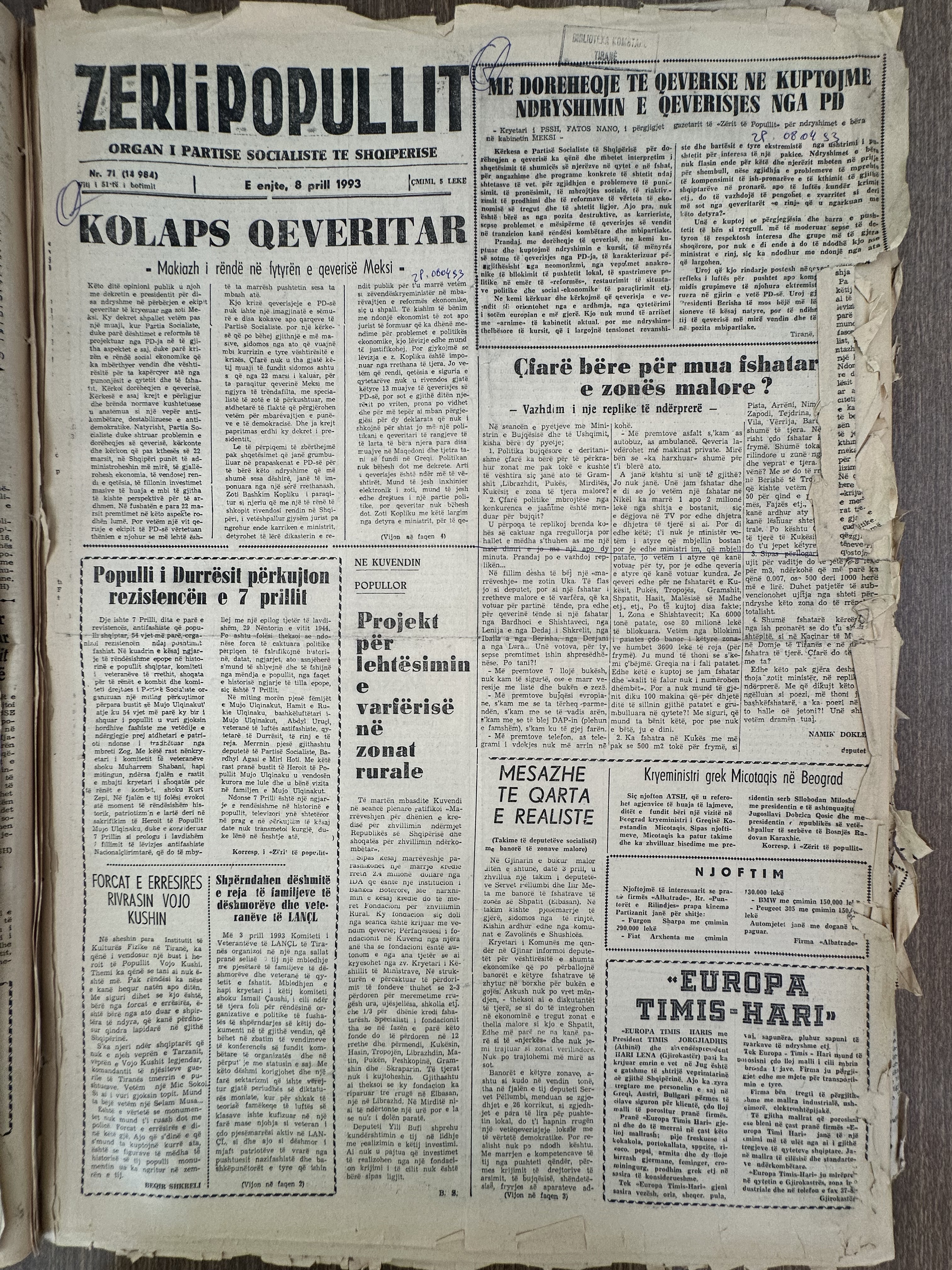 Zëri i Popullit 1993-04-08
