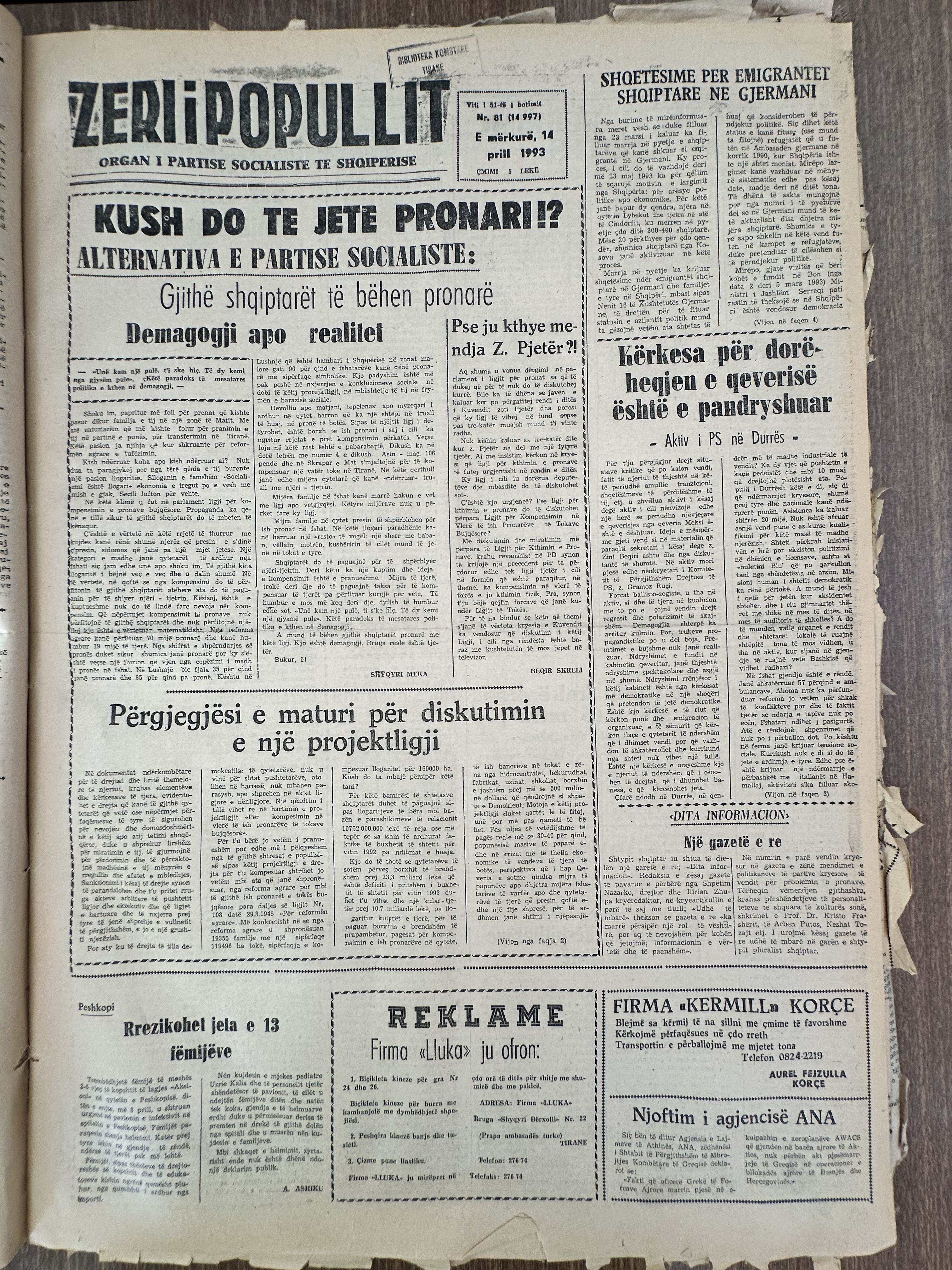 Zëri i Popullit 1993-04-14