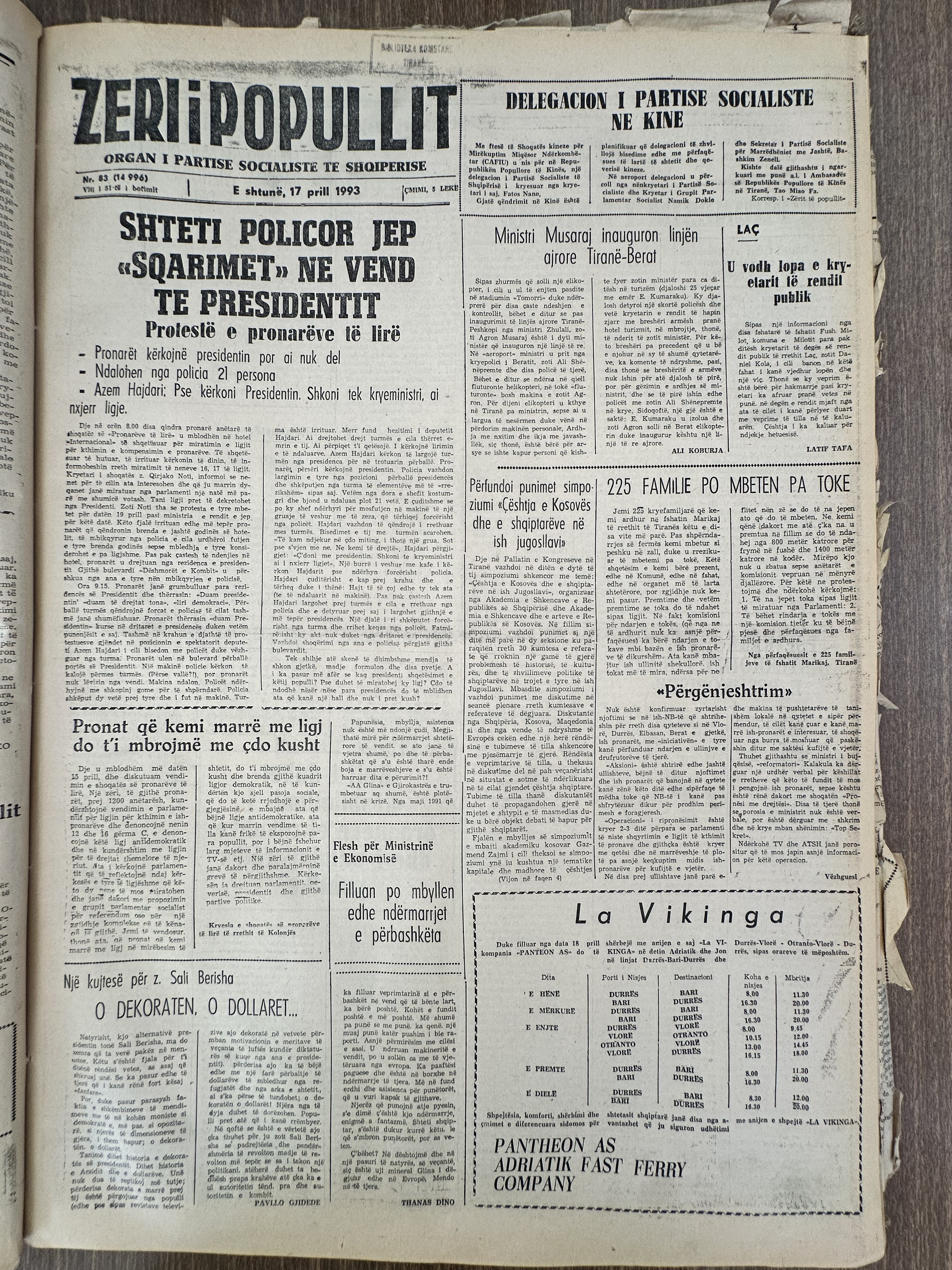 Zëri i Popullit 1993-04-17