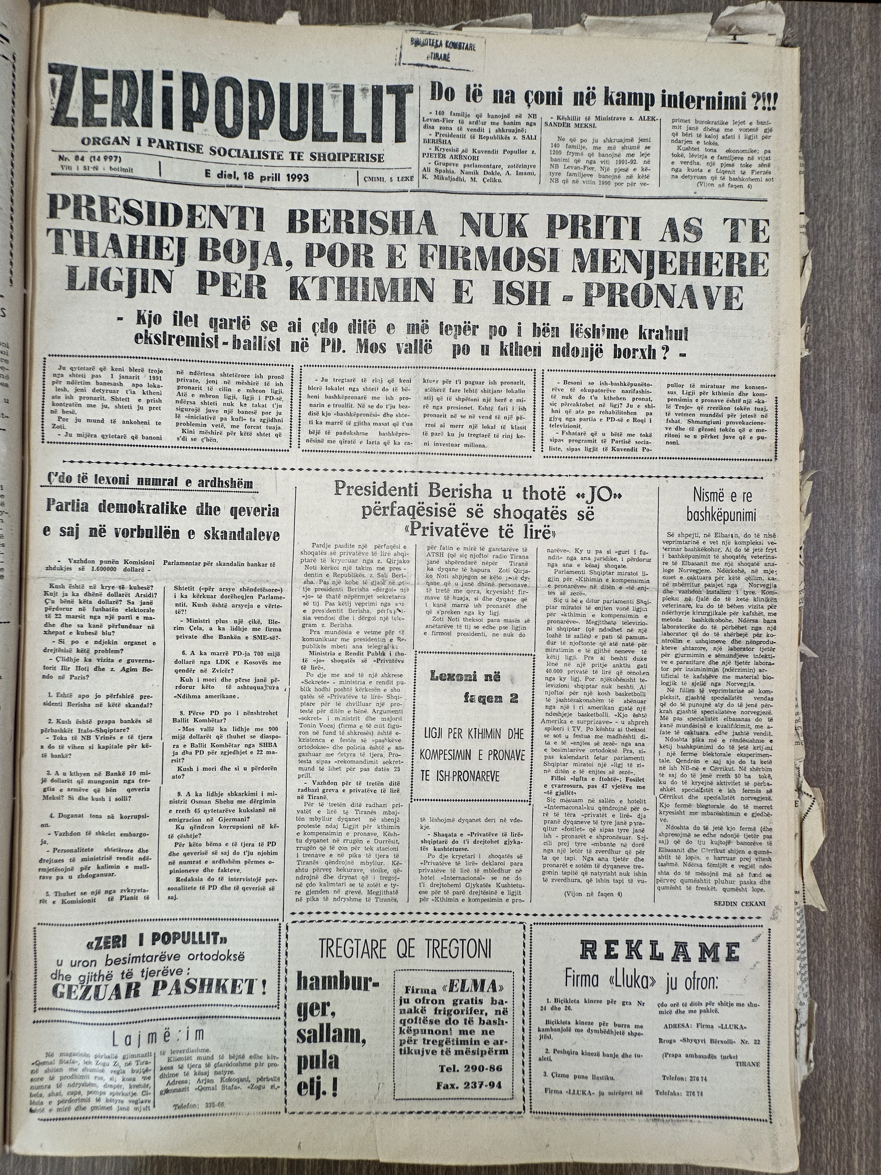 Zëri i Popullit 1993-04-18