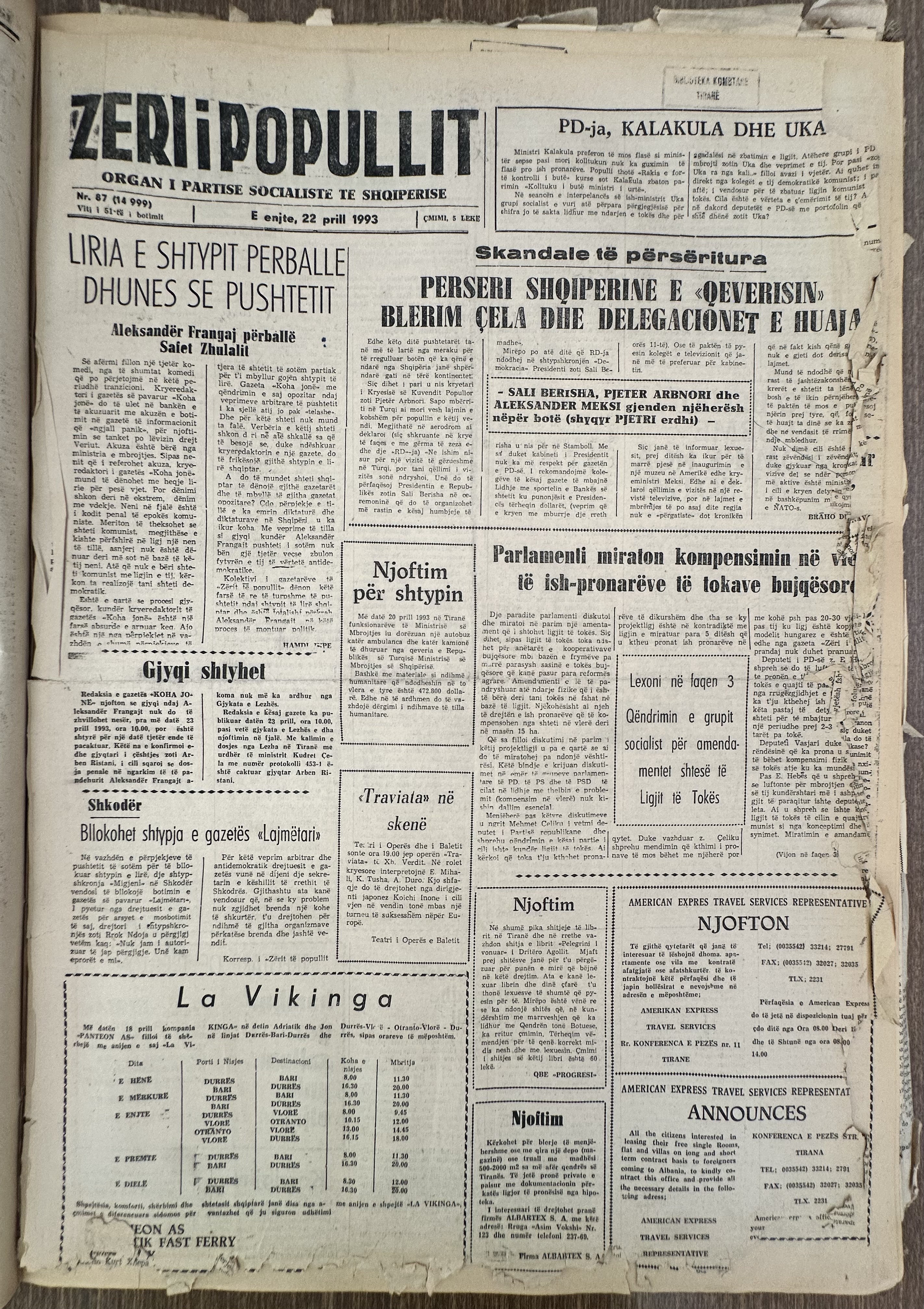 Zëri i Popullit 1993-04-22
