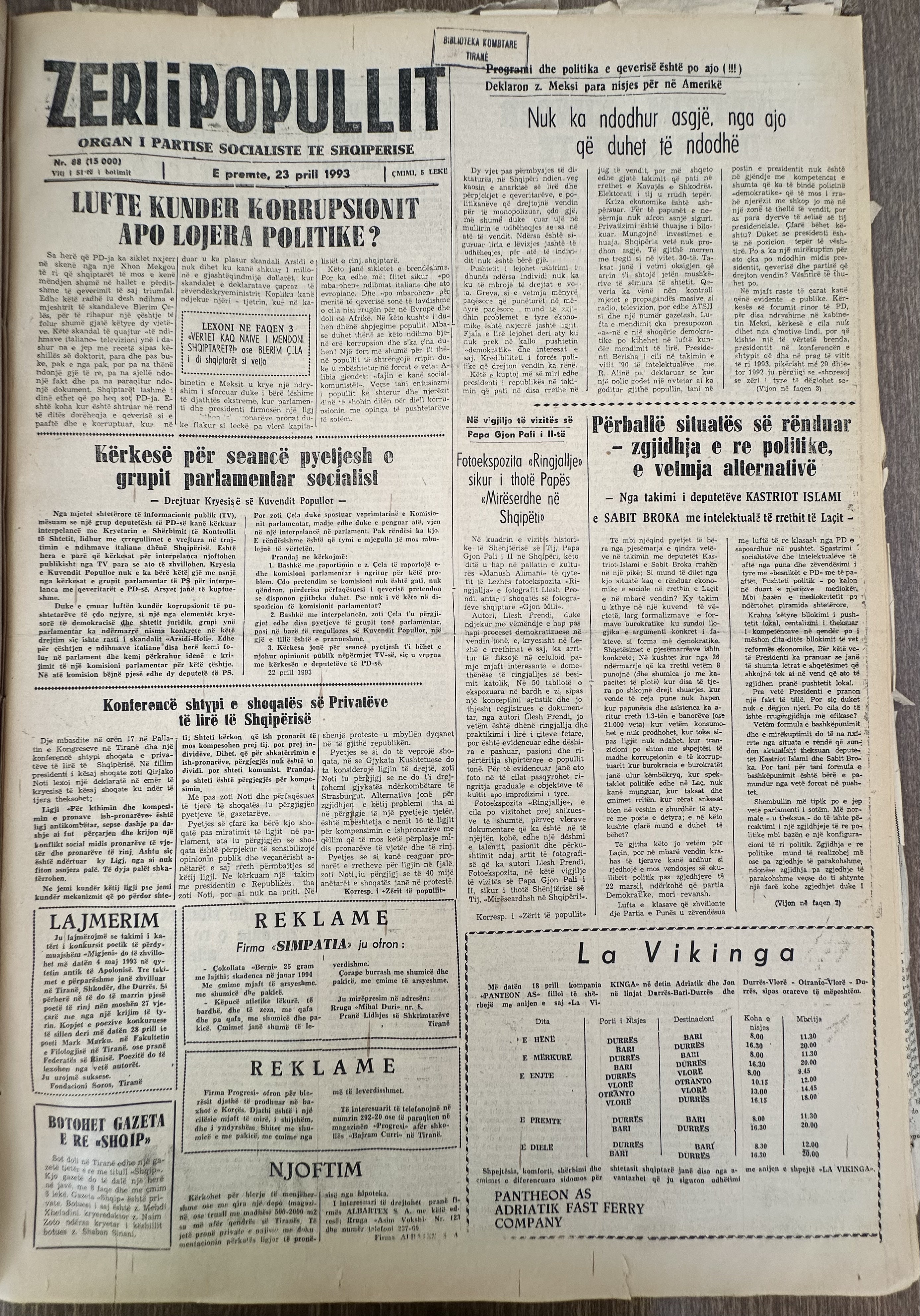Zëri i Popullit 1993-04-23