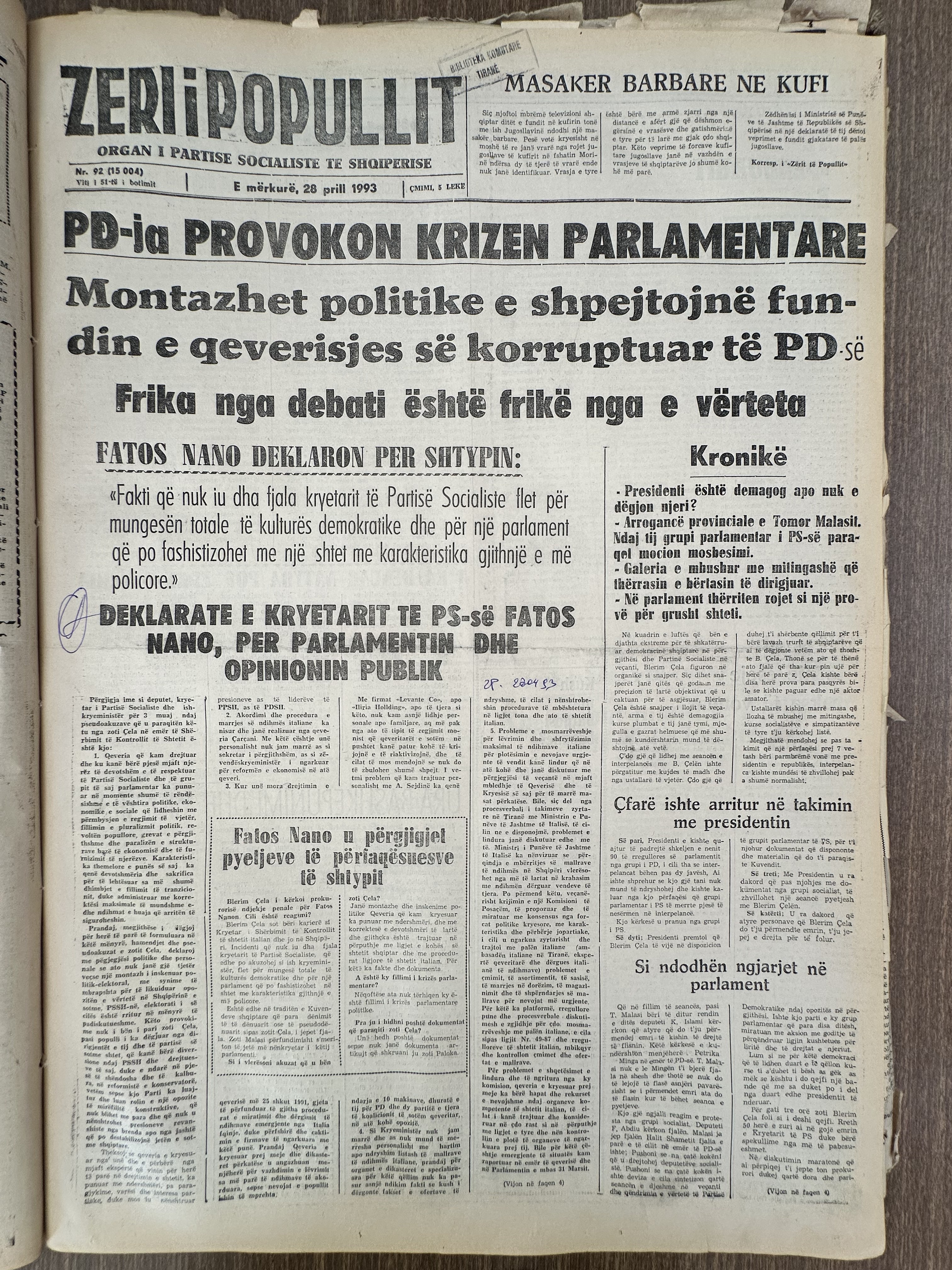 Zëri i Popullit 1993-04-28