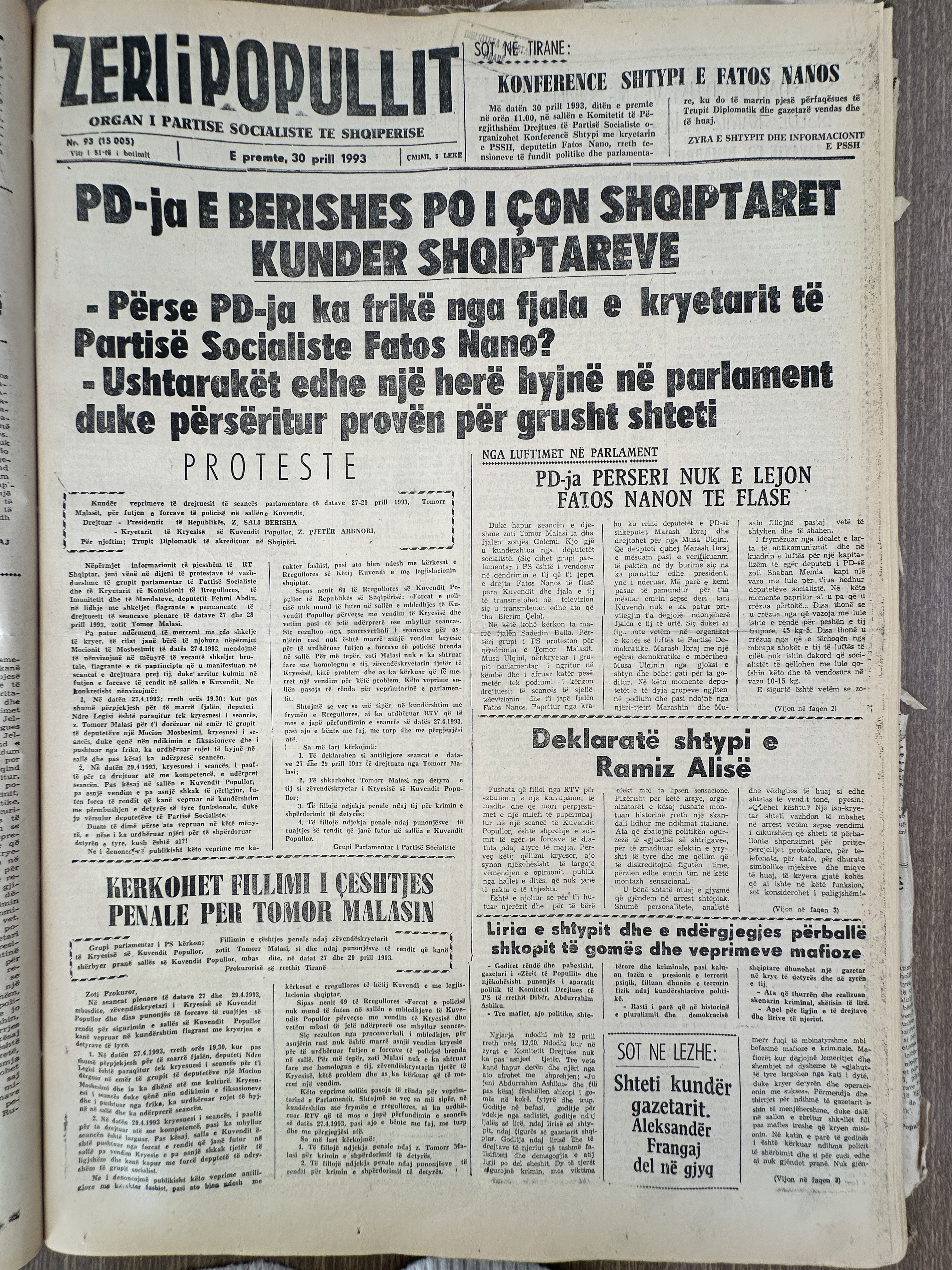 Zëri i Popullit 1993-04-30