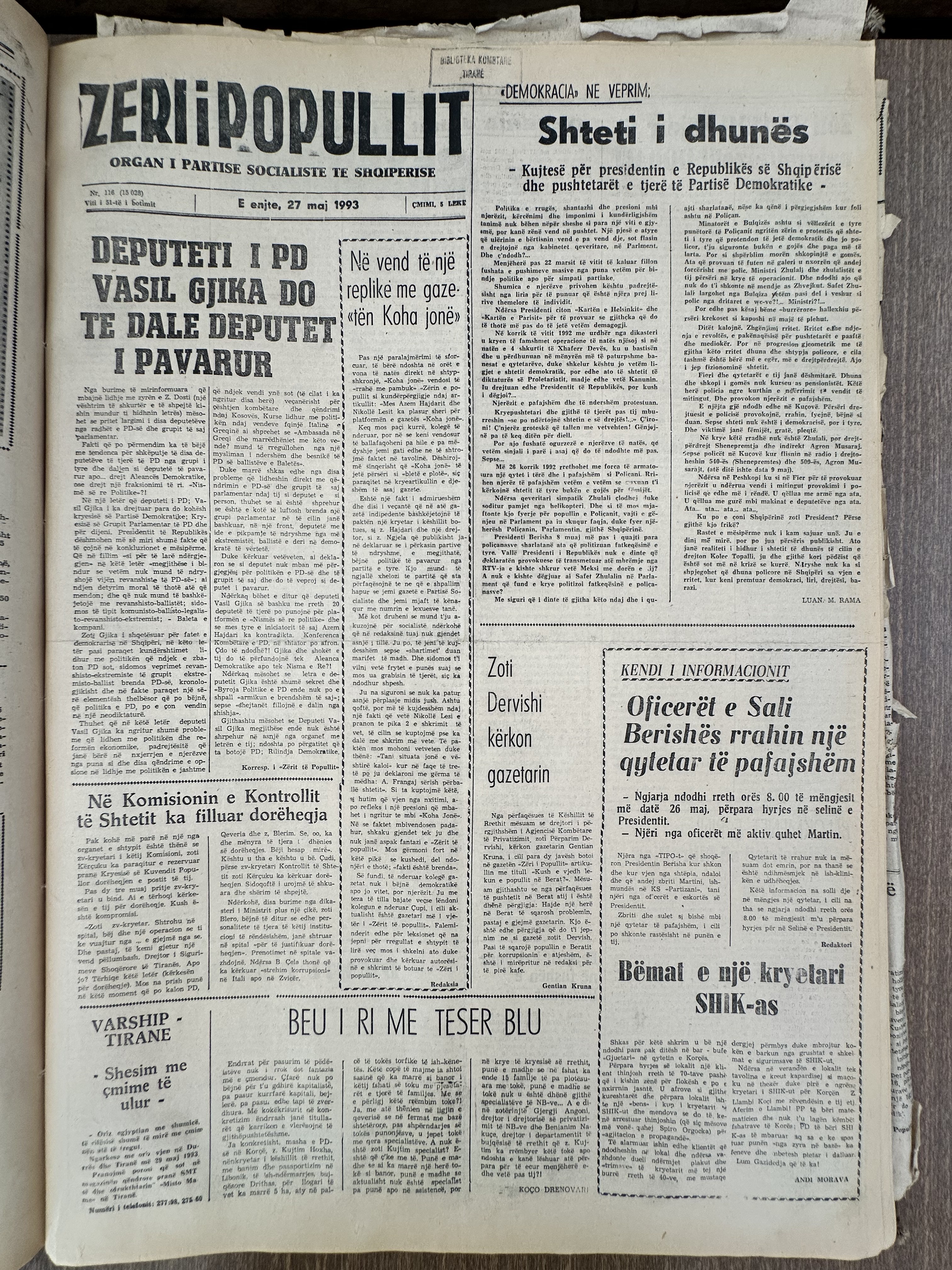 Zëri i Popullit 1993-05-27