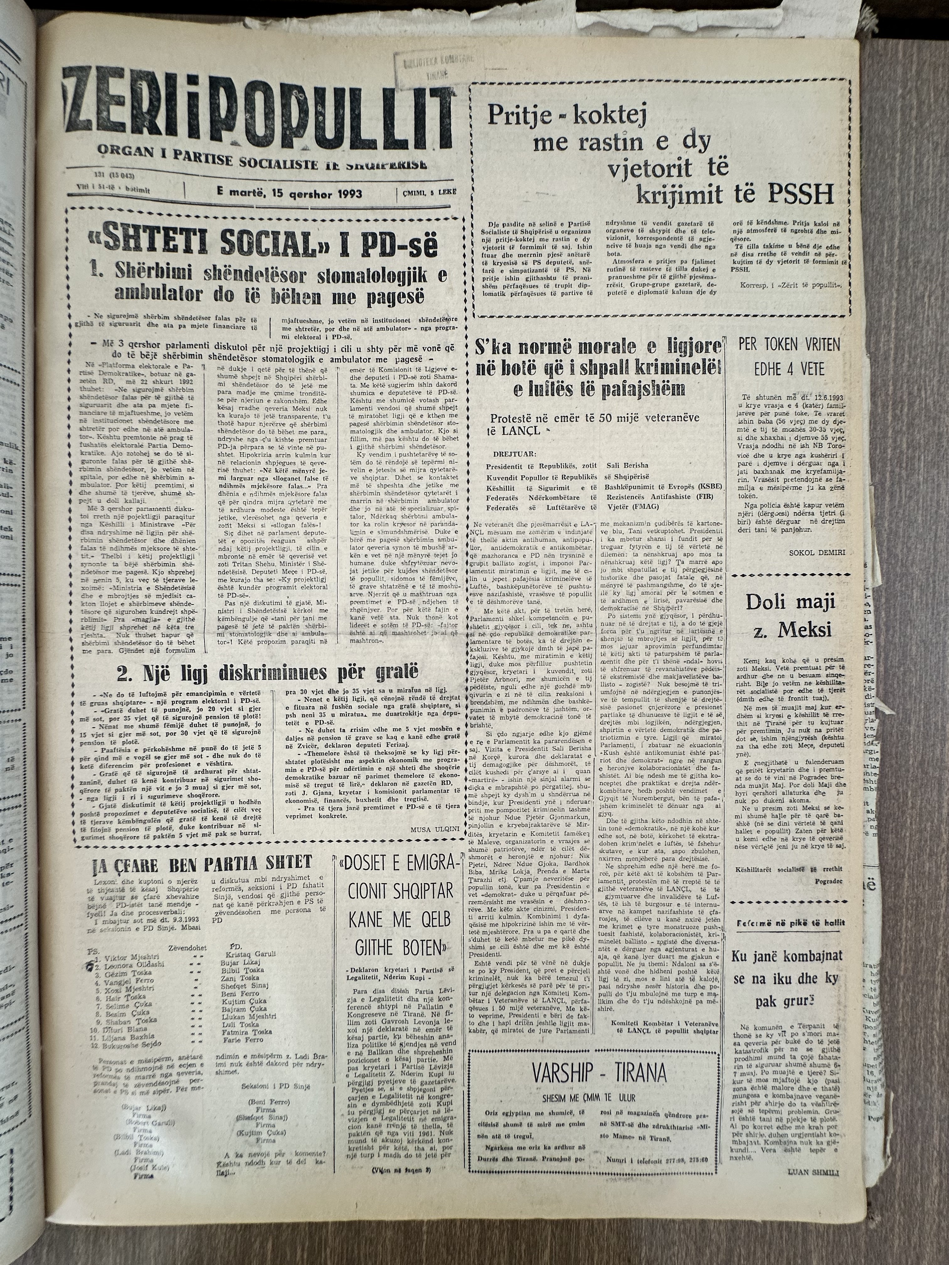 Zëri i Popullit 1993-06-15