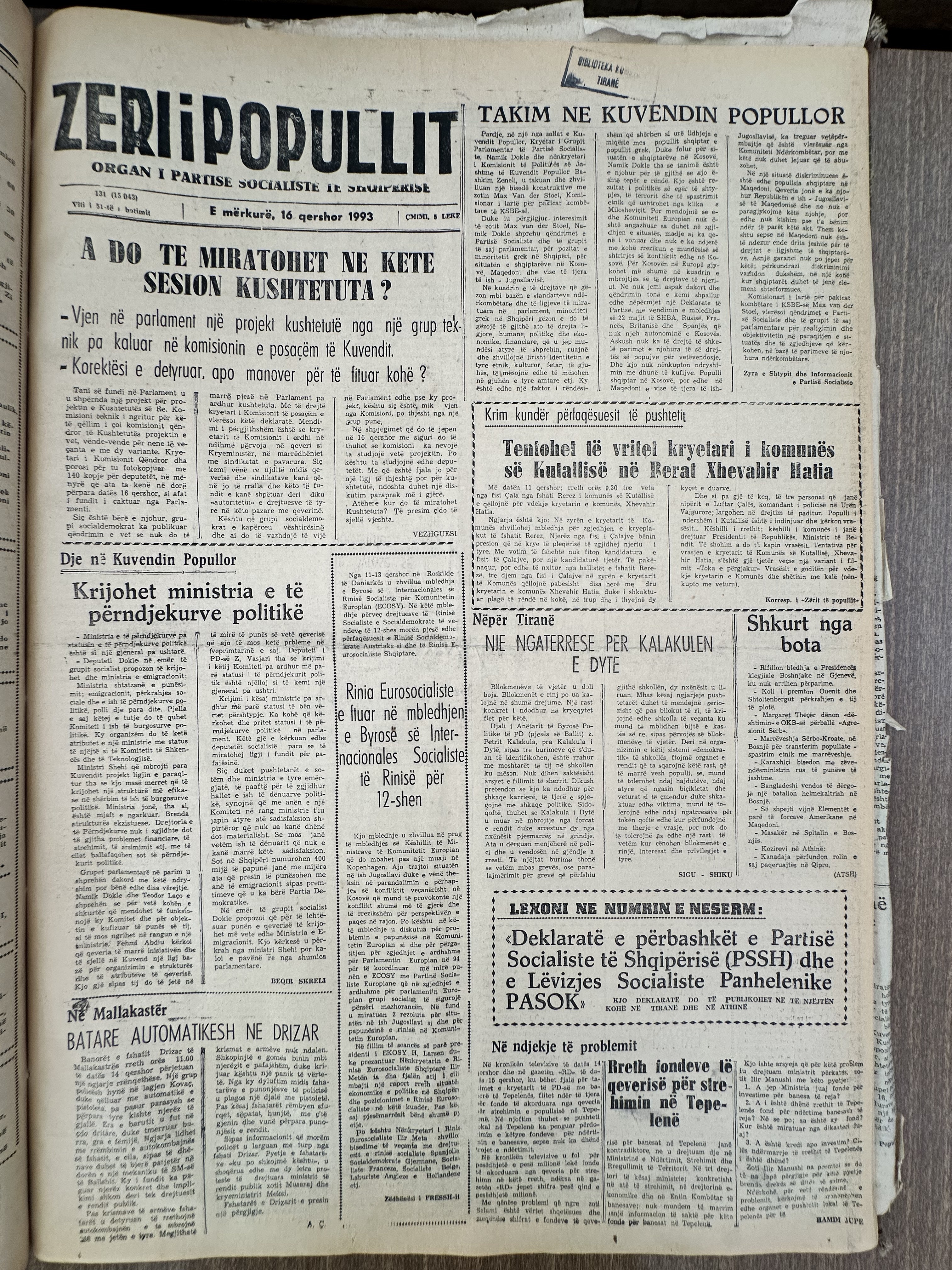 Zëri i Popullit 1993-06-16