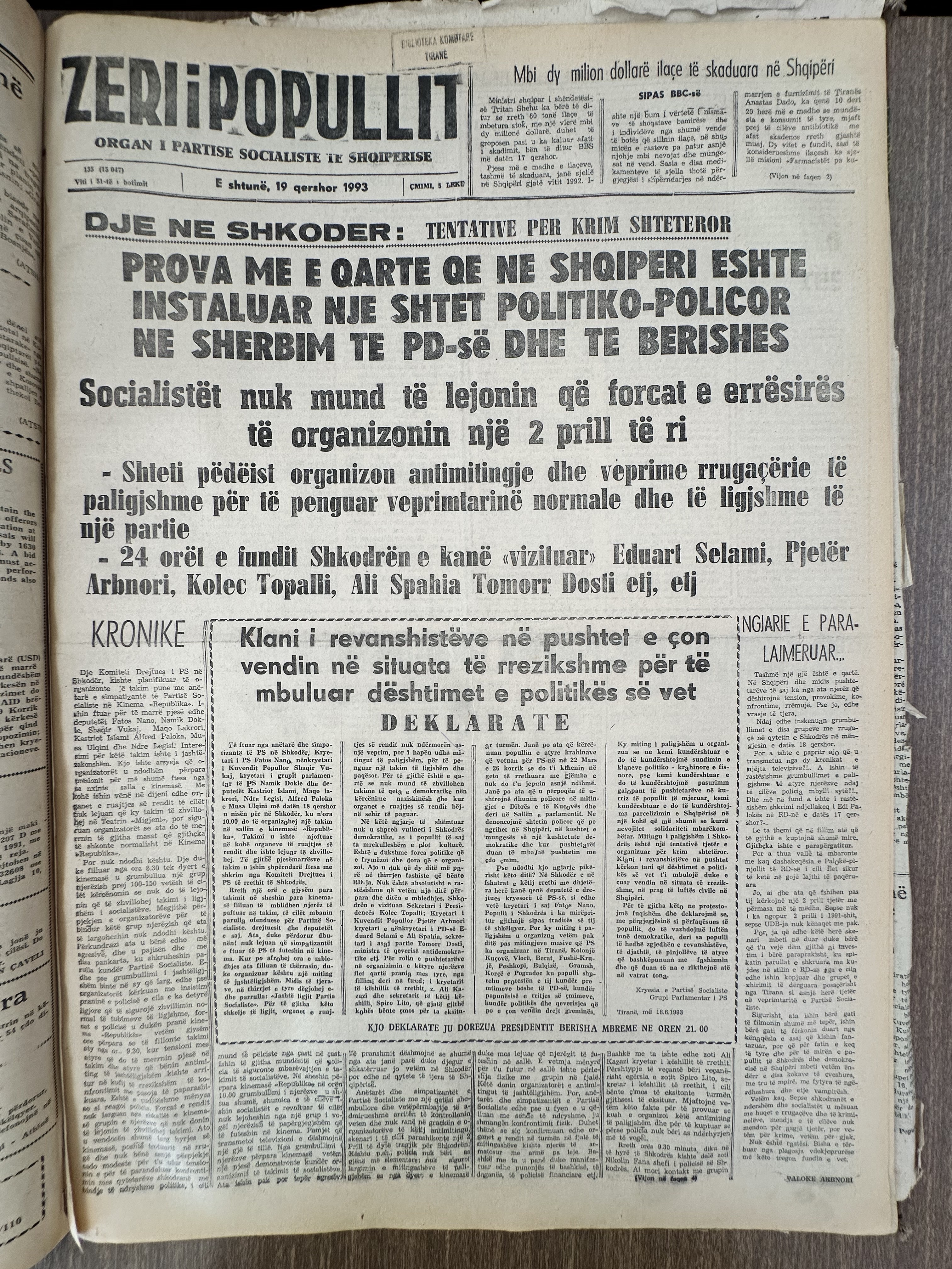 Zëri i Popullit 1993-06-19