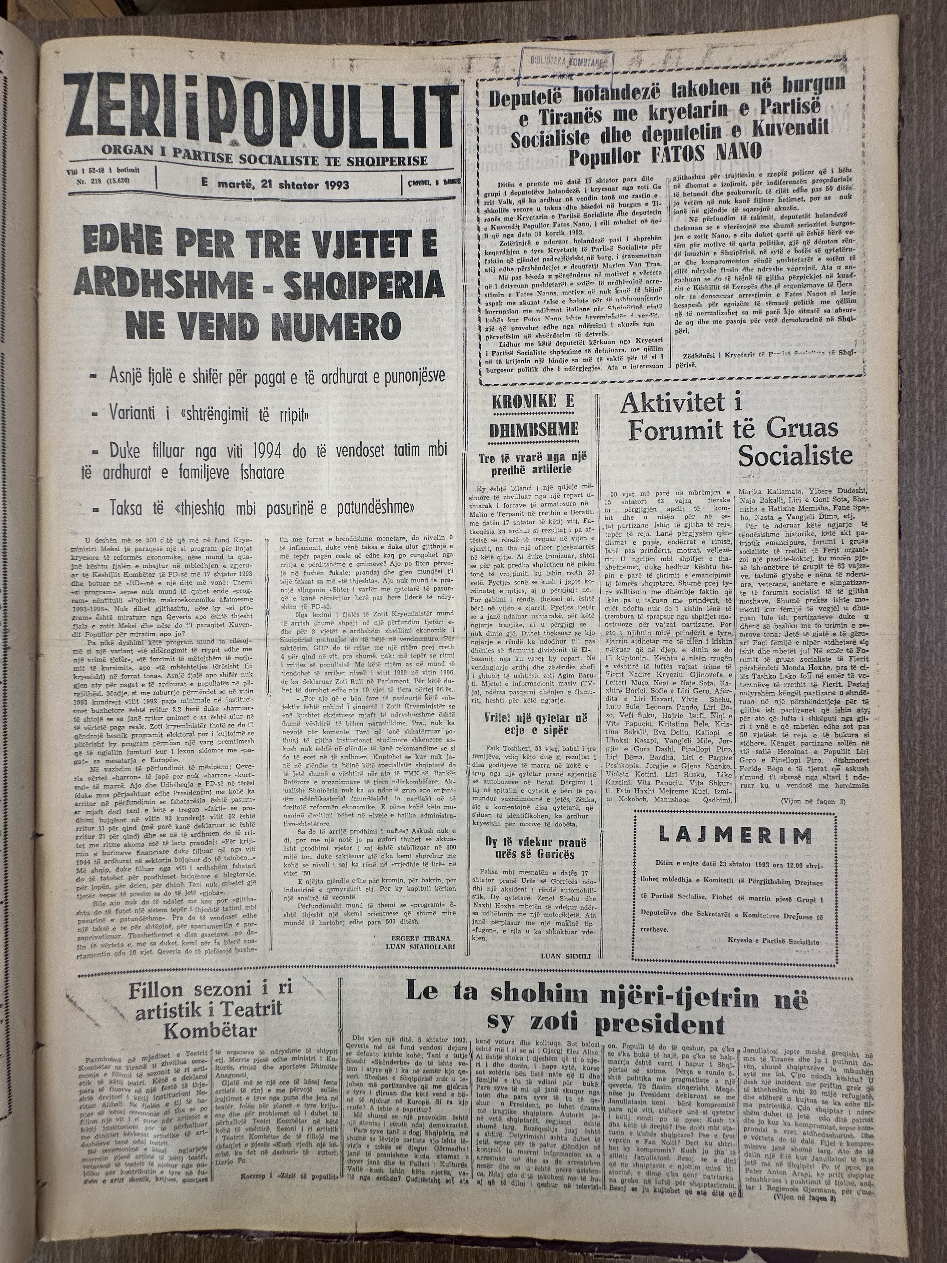 Zëri i Popullit 1993-09-21