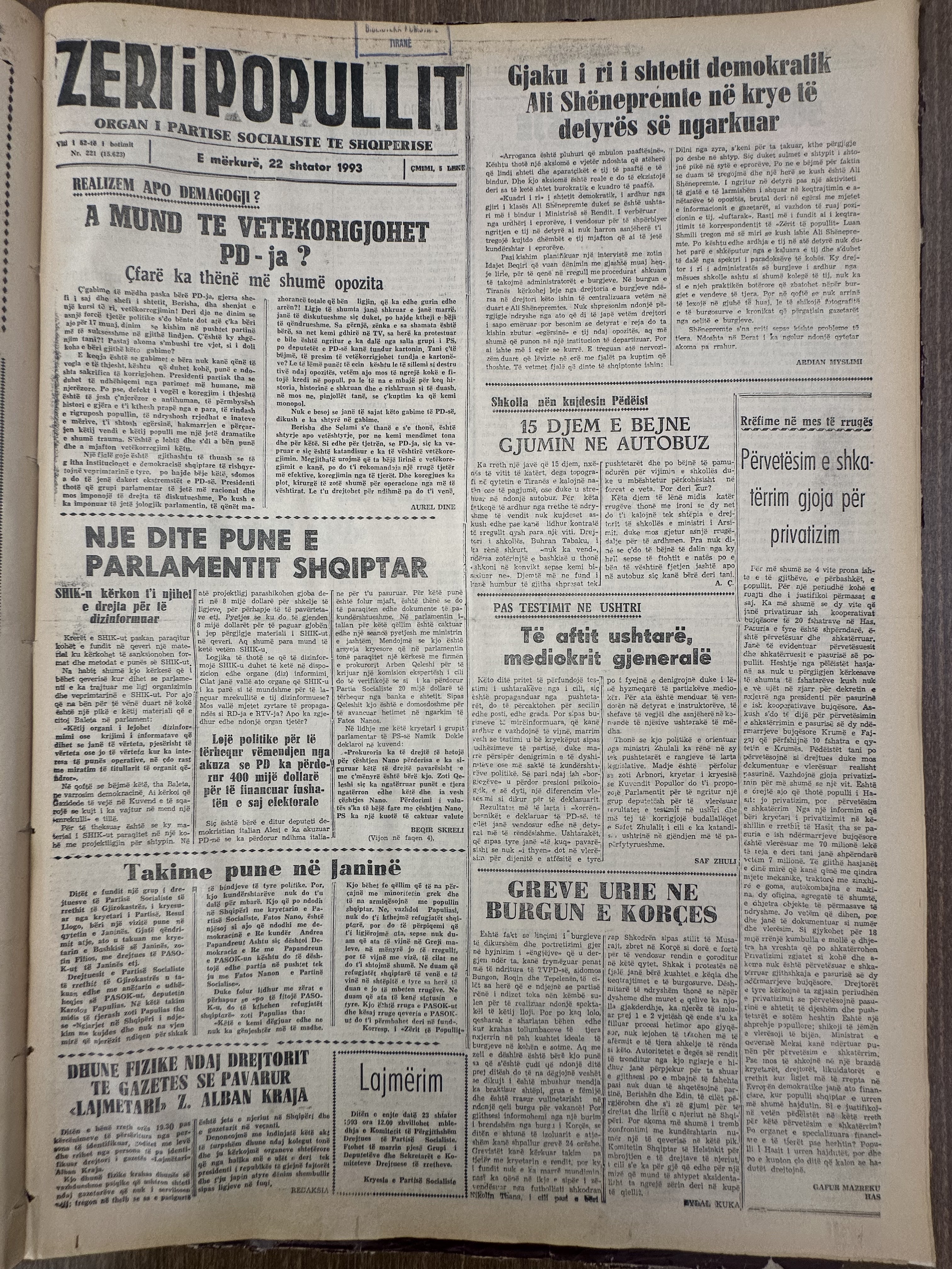 Zëri i Popullit 1993-09-22