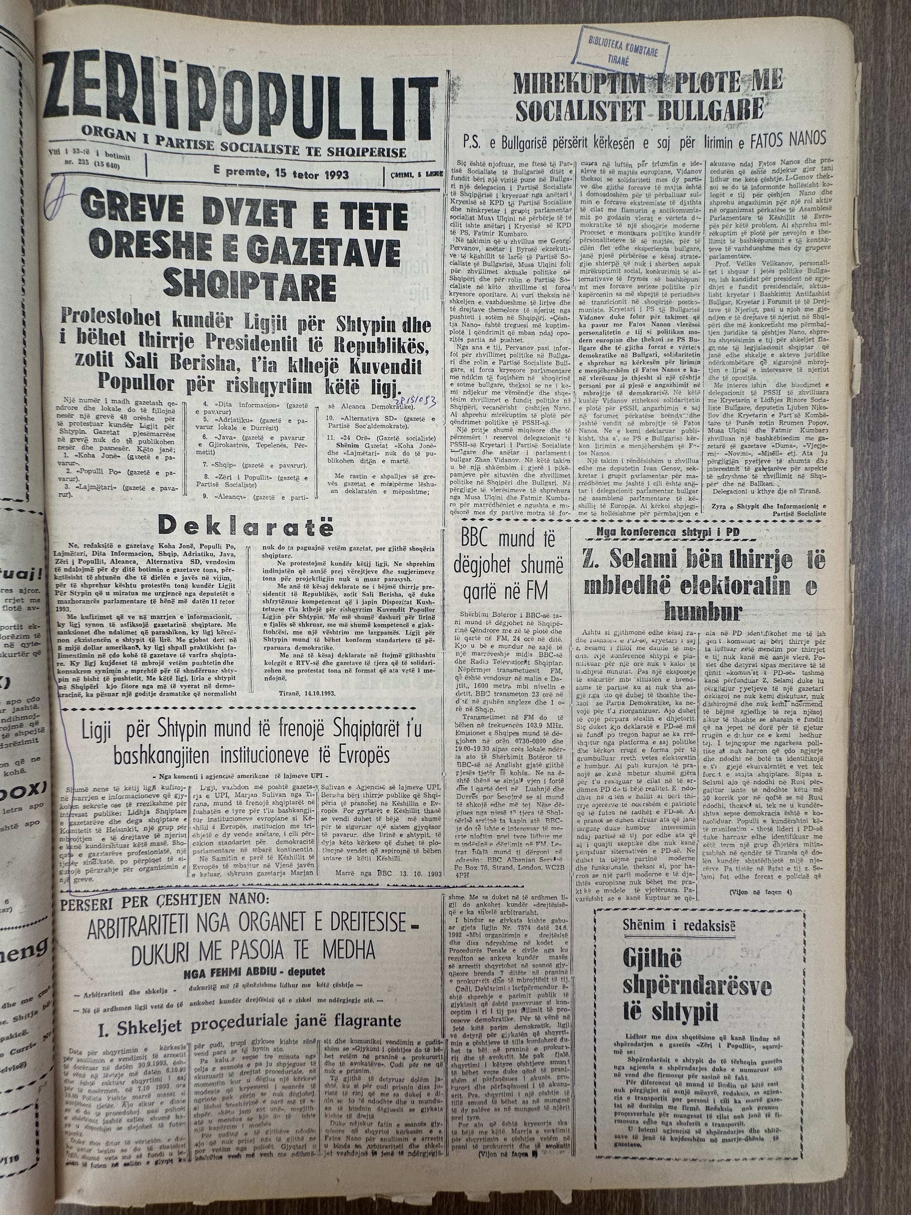 Zëri i Popullit 1993-10-15